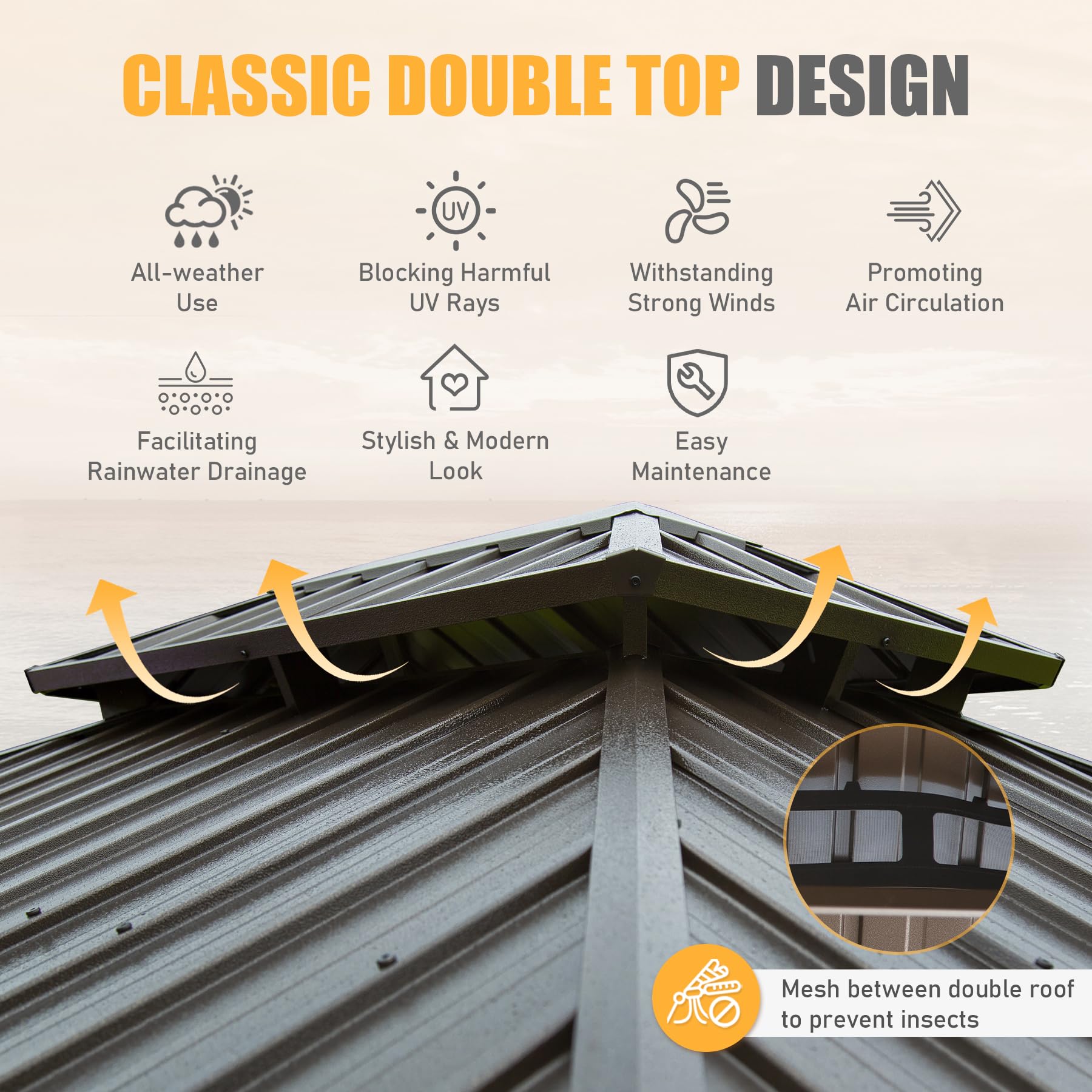 14x20FT Hardtop Gazebo, Permanent Metal Gazebo with Galvanized Steel Double Roof and Aluminum Frame, Curtain and Netting, Large Pavilion Gazebo for Patio Deck Garden