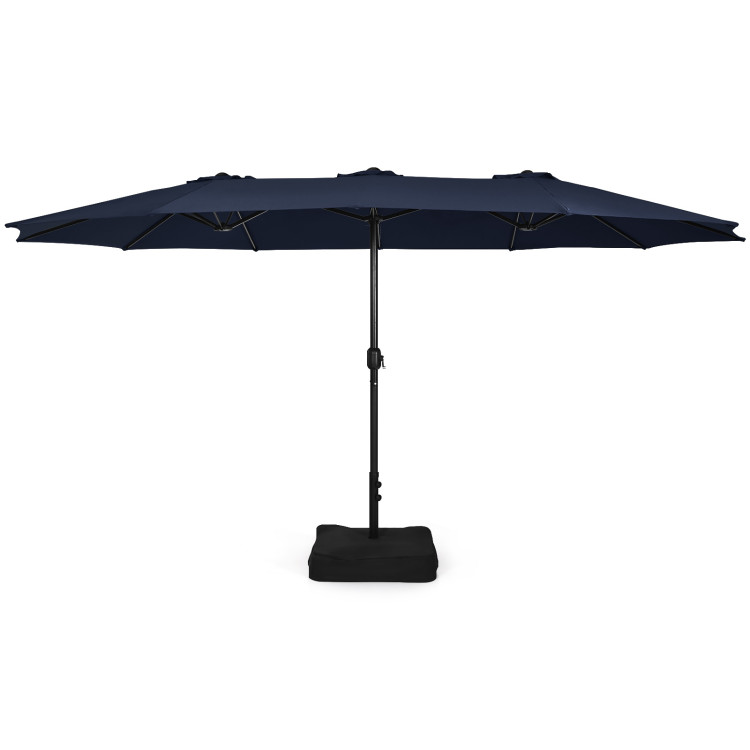Mondawe 15ft Double-Sided Rectangular Patio Market Umbrella with Crank and Base