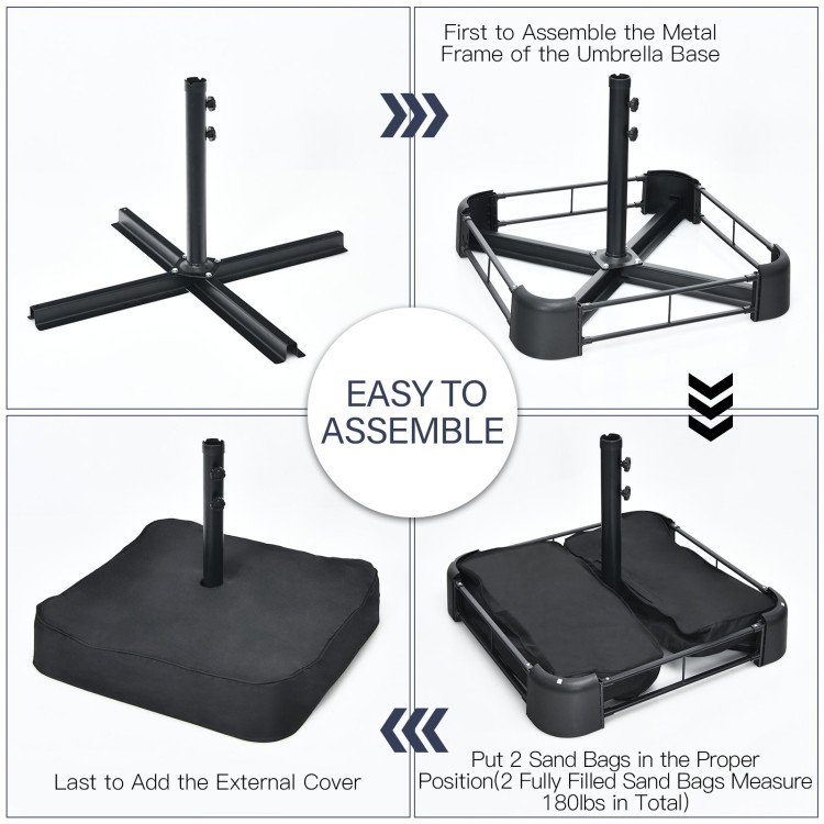 Mondawe 15ft Double-Sided Rectangular Patio Market Umbrella with Crank and Base