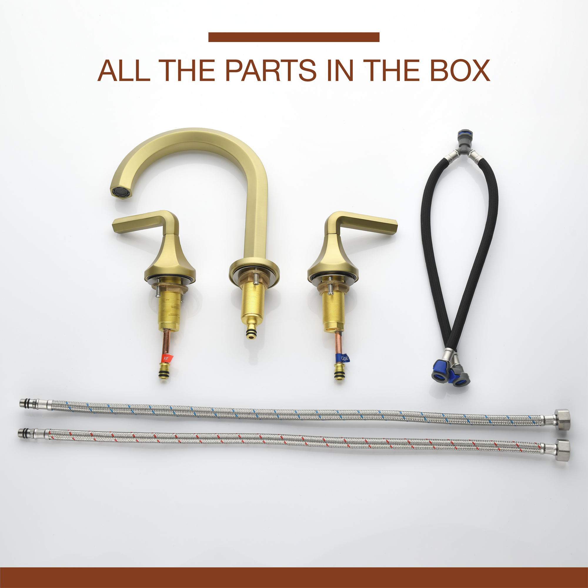 Bathroom Faucet 3 Hole Bathroom Sink Faucet 8 Inch Wide-Spread Bathroom Faucets 360 Degree Swivel Spout Lavatory Sink Faucet