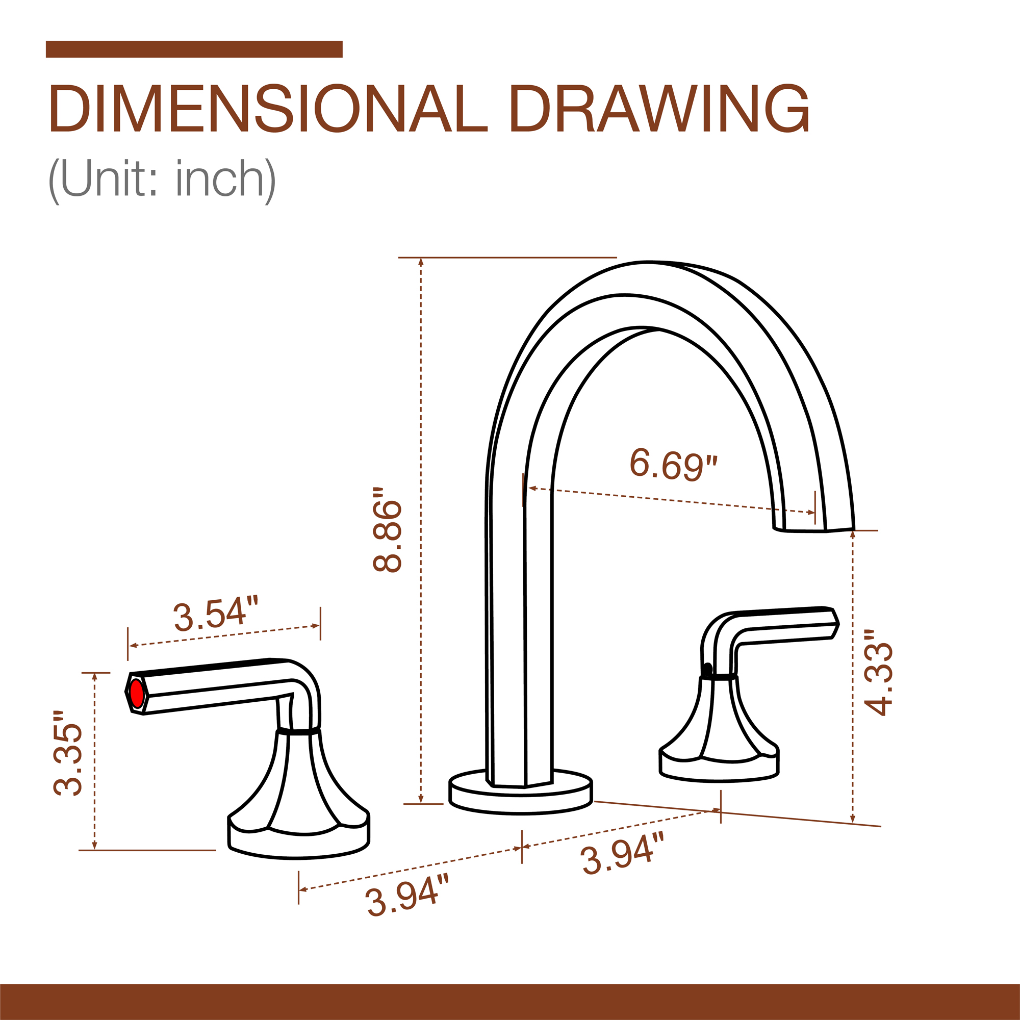 Bathroom Faucet 3 Hole Bathroom Sink Faucet 8 Inch Wide-Spread Bathroom Faucets 360 Degree Swivel Spout Lavatory Sink Faucet