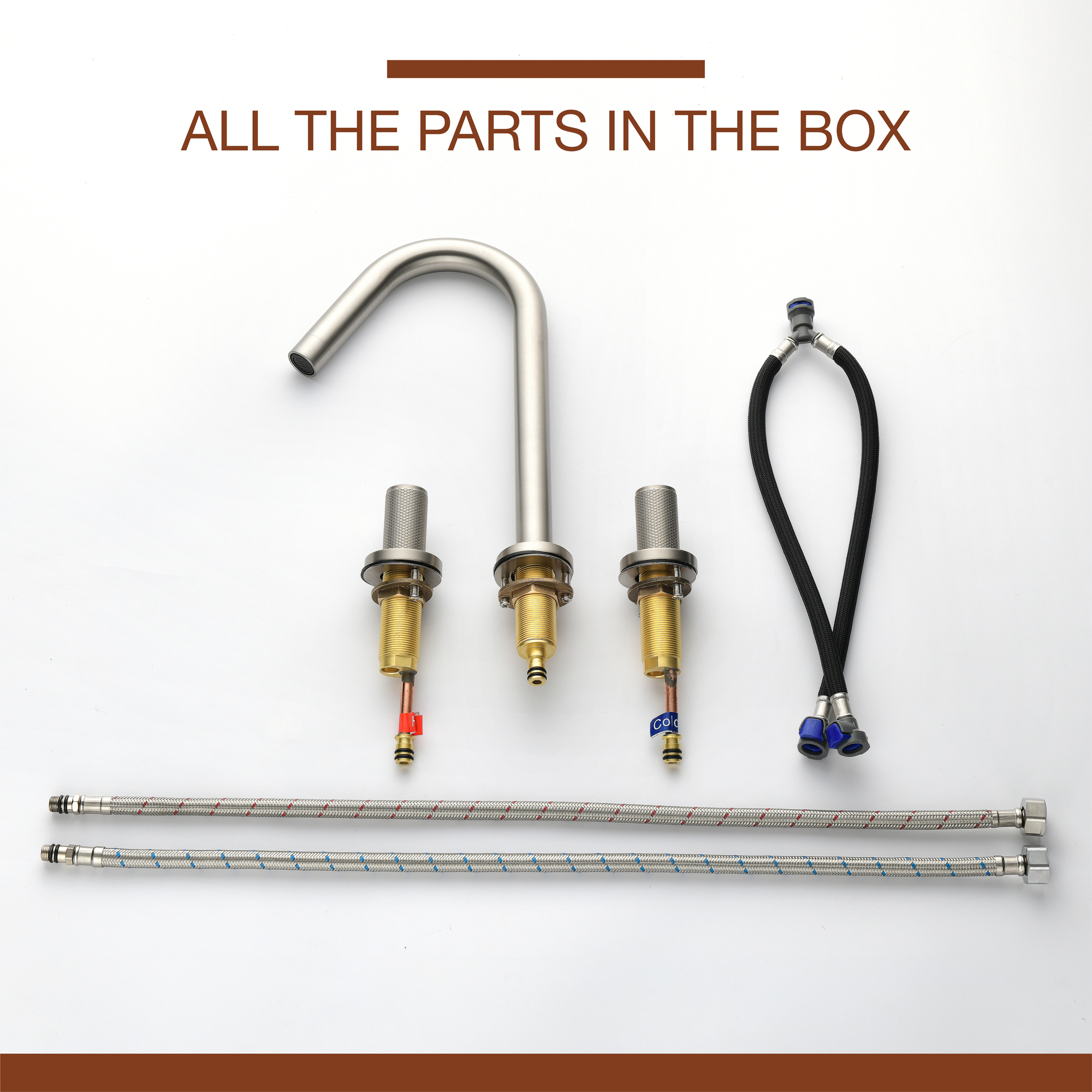 Boyel Living 11 in. H 8 in. Widespread Double Handle Brass 3 Hole Bathroom Sink Faucet in Brushed Gold/Brushed Nickel