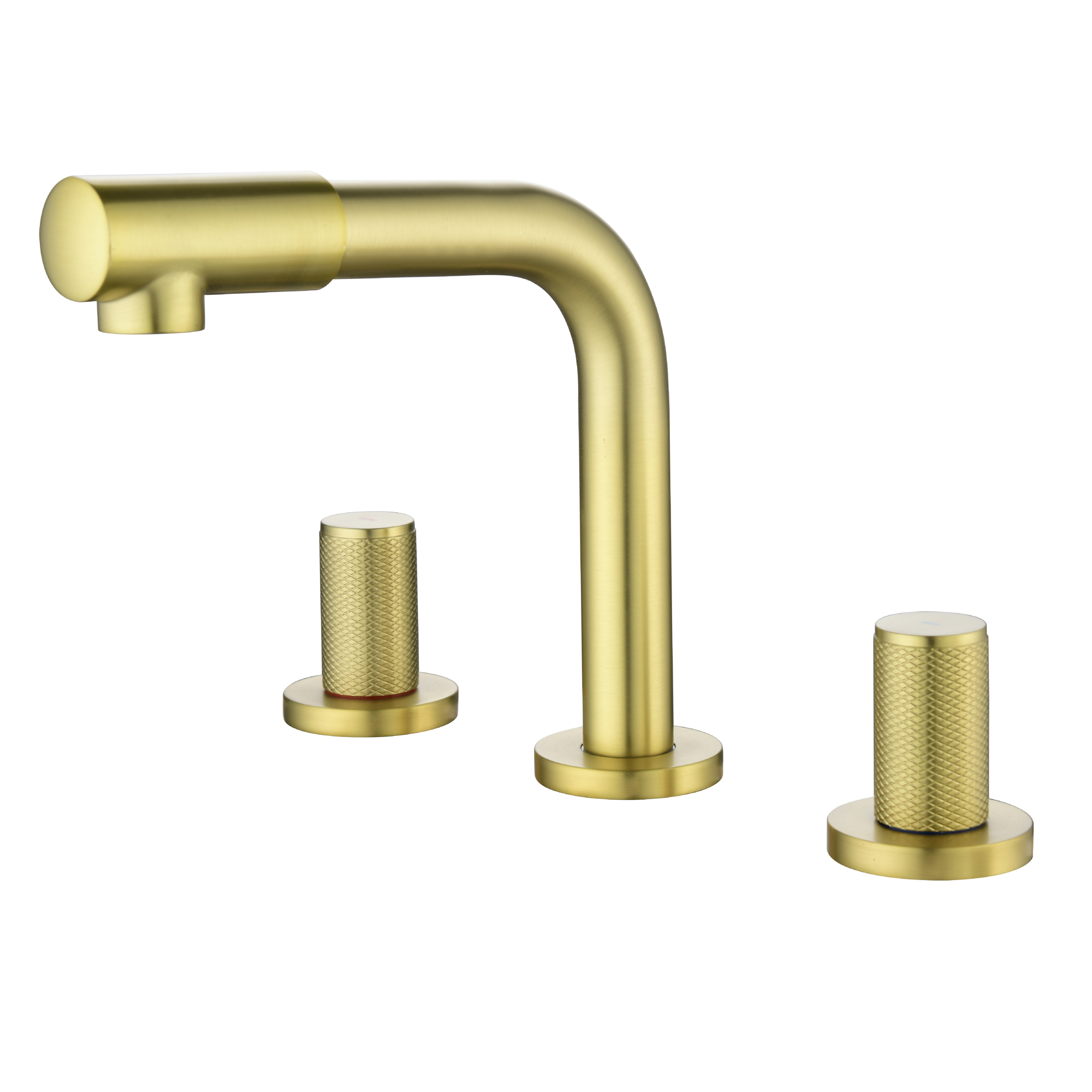 6.5 in. Faucet Height Double Handle 8" Widespread Brass 3 Hole Bathroom Sink Faucet Bath Faucets in Matte Black/Brushed Gold