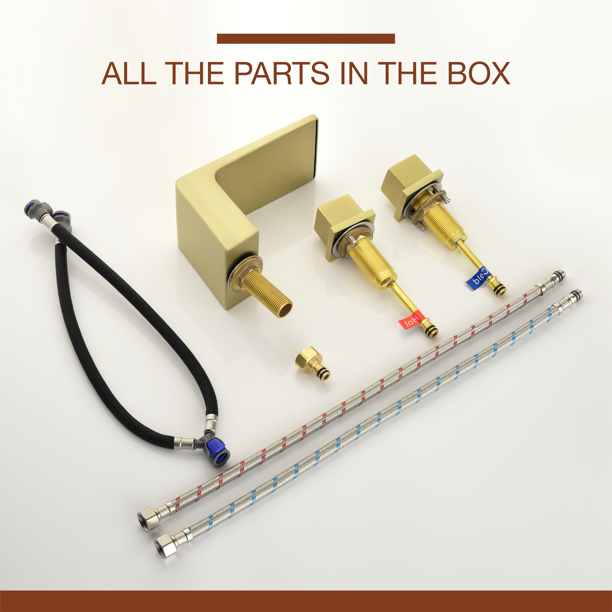 8 in. Waterfall Widespread 2-Handle Bathroom Faucet Waterfall Spout Center Wide-Spread Faucet in Brushed Gold/Brushed Nickel/Brushed Black Chrome