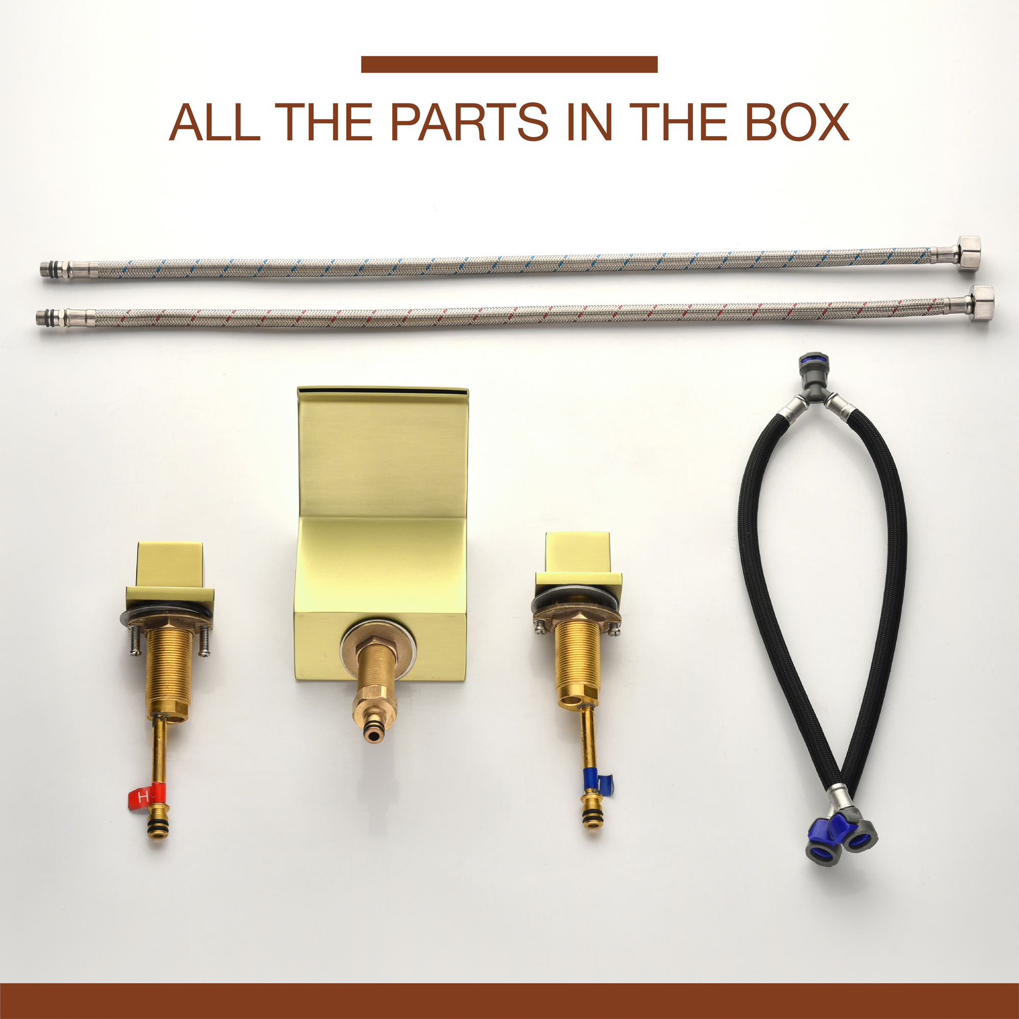 Mondawe Double Handle 8-Inch Center Wide-Spread Bathroom Faucet in Black/Gold/Nickel-Mondawe