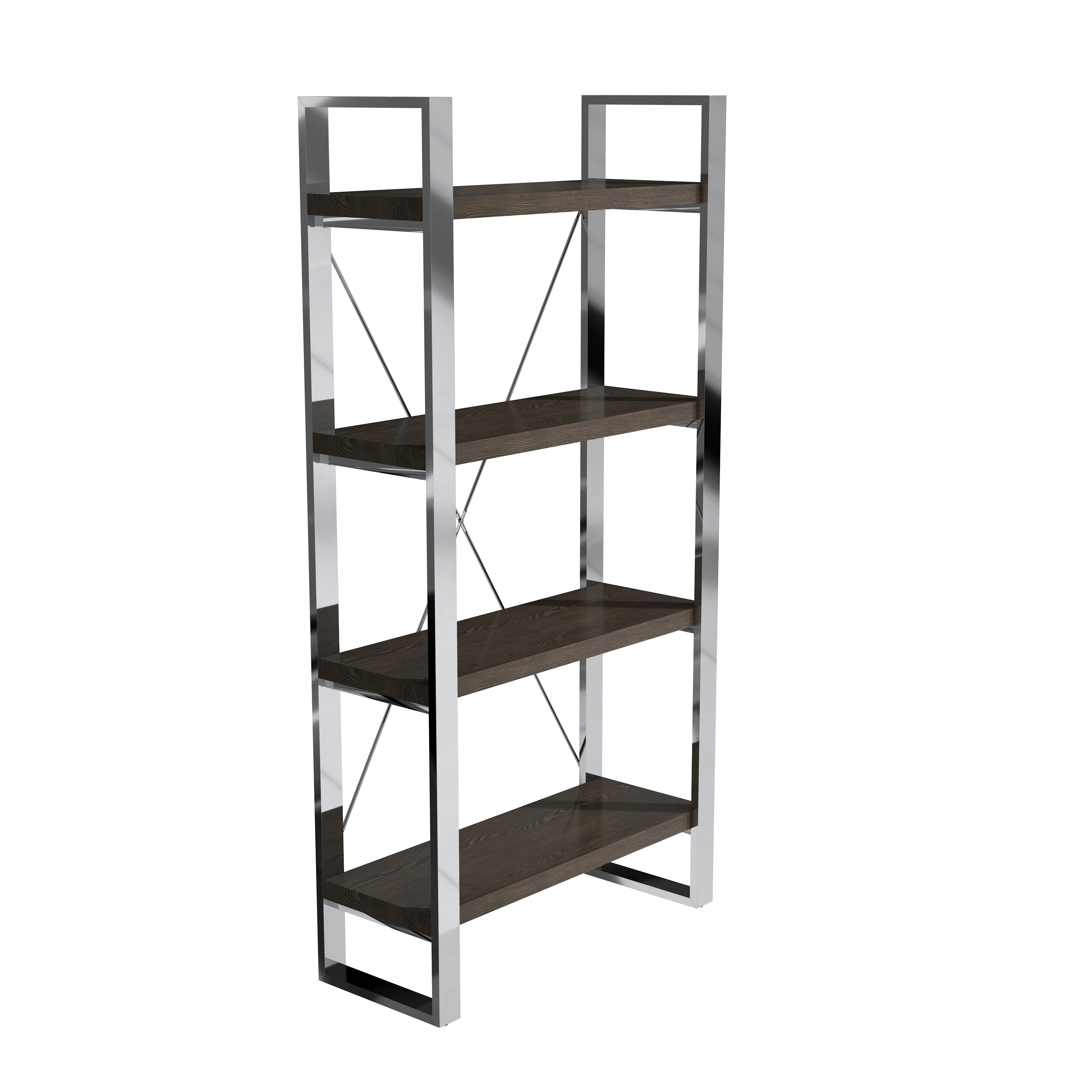 70.87 in. Tall 4-Layer Vertical Stainless Steel Silver Storage Rack Bookshelf Bookcase