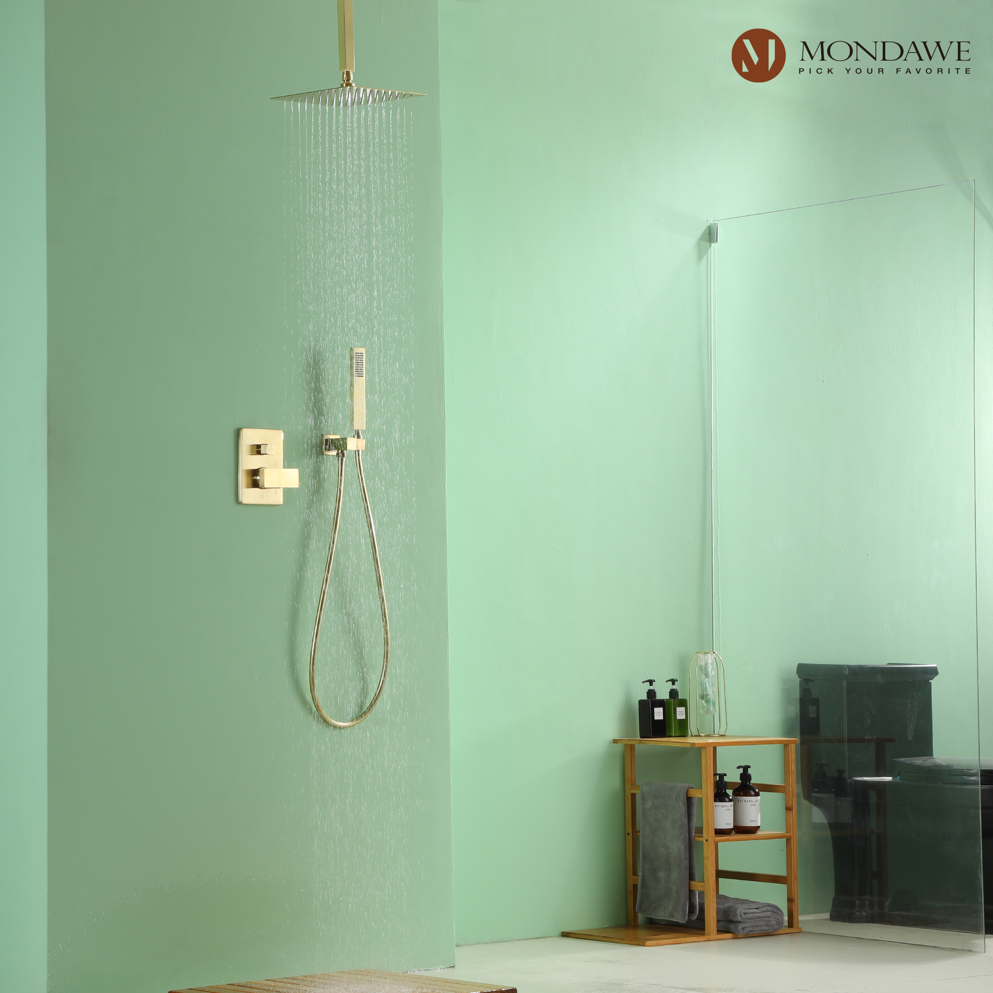 Mondawe 10 Inch Square Bathroom Shower Set(black, chrome, gold, nickel,  gun black)-Mondawe