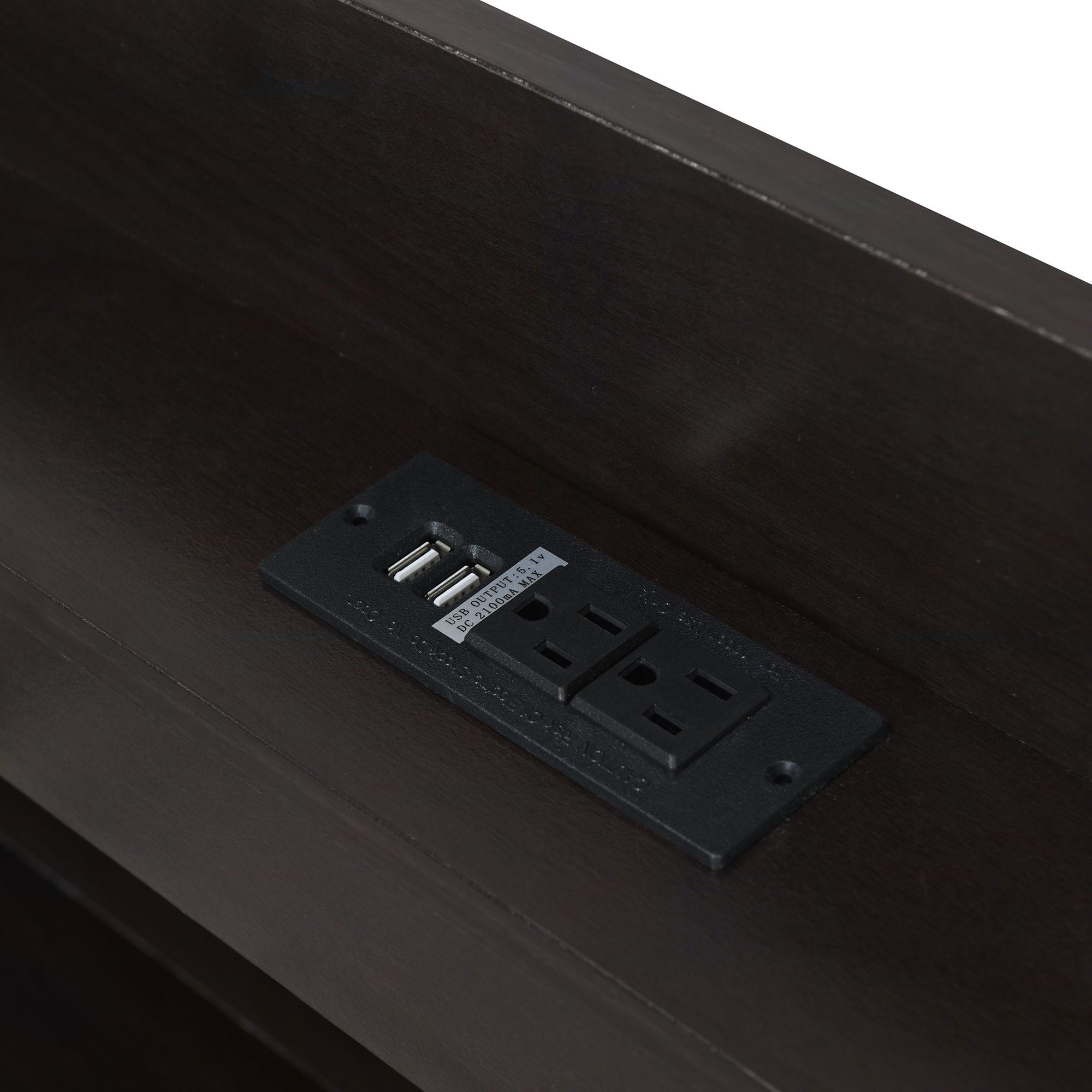 Full XL Size Platform Bed with Storage LED Headboard, Charging Station, Twin Size Trundle and 2 Drawers, Gray/Dark Brown