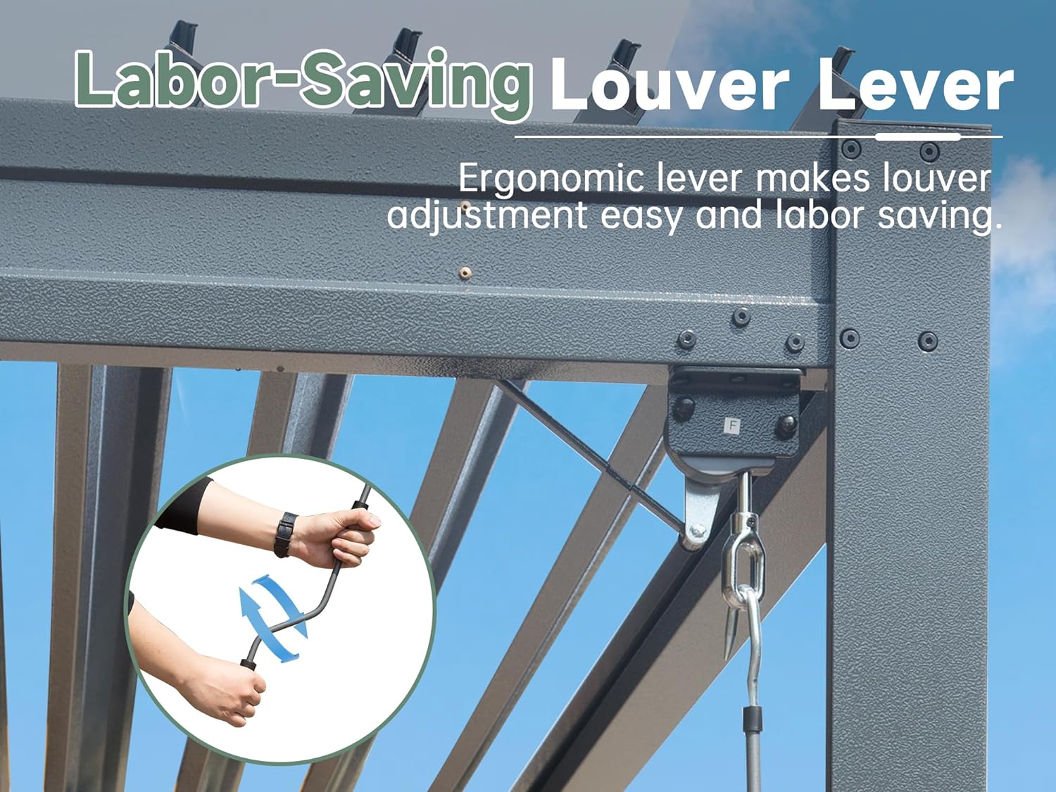 Louvered Pergola 10X20FT, Wood Grain Aluminum Pergola with Adjustable Roof, Wood Looking Aluminum Frame, Efficient Drainage System, Outdoor Pergola for Patio, Deck, Garden