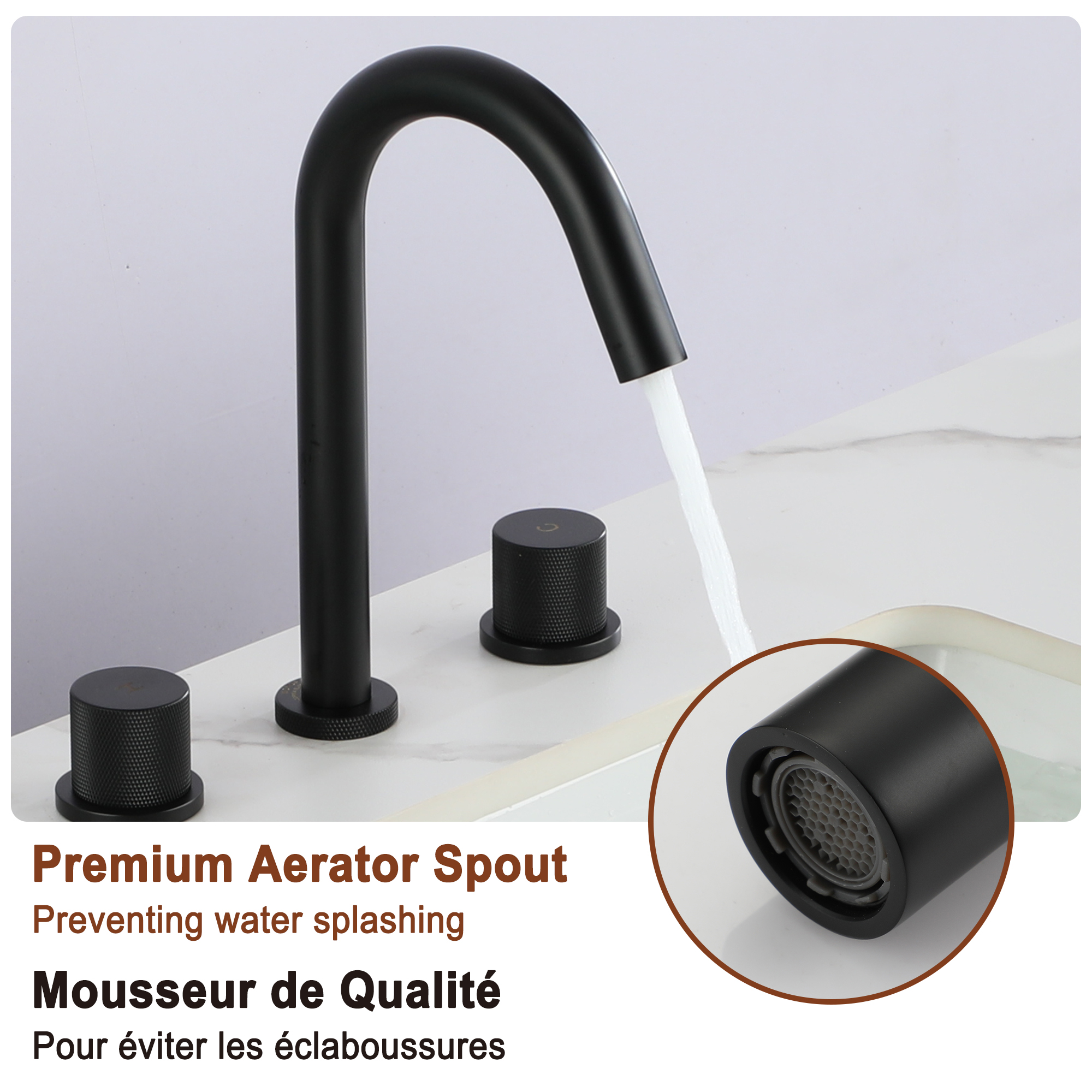 Mondawe 8 in. Widespread Double-Handle Bathroom Faucet in Nickel Brushed/Black/Brushed Gold-Mondawe