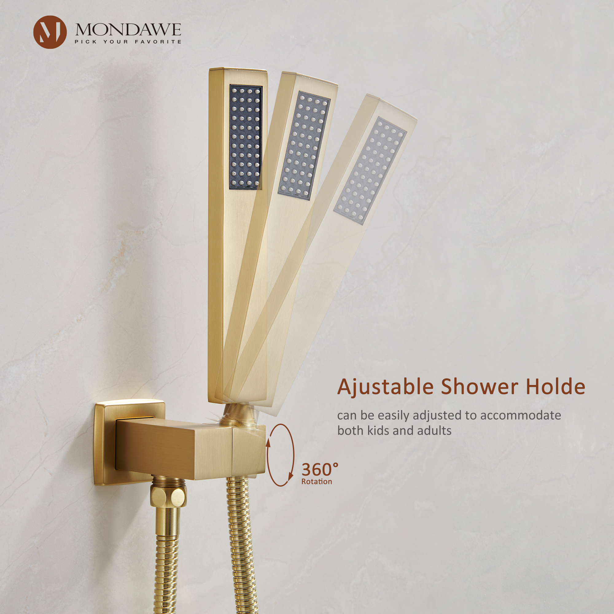 Mondawe 2 Functions Wall Mount Square Complete Shower System (Rough-In Valve Included)-Mondawe
