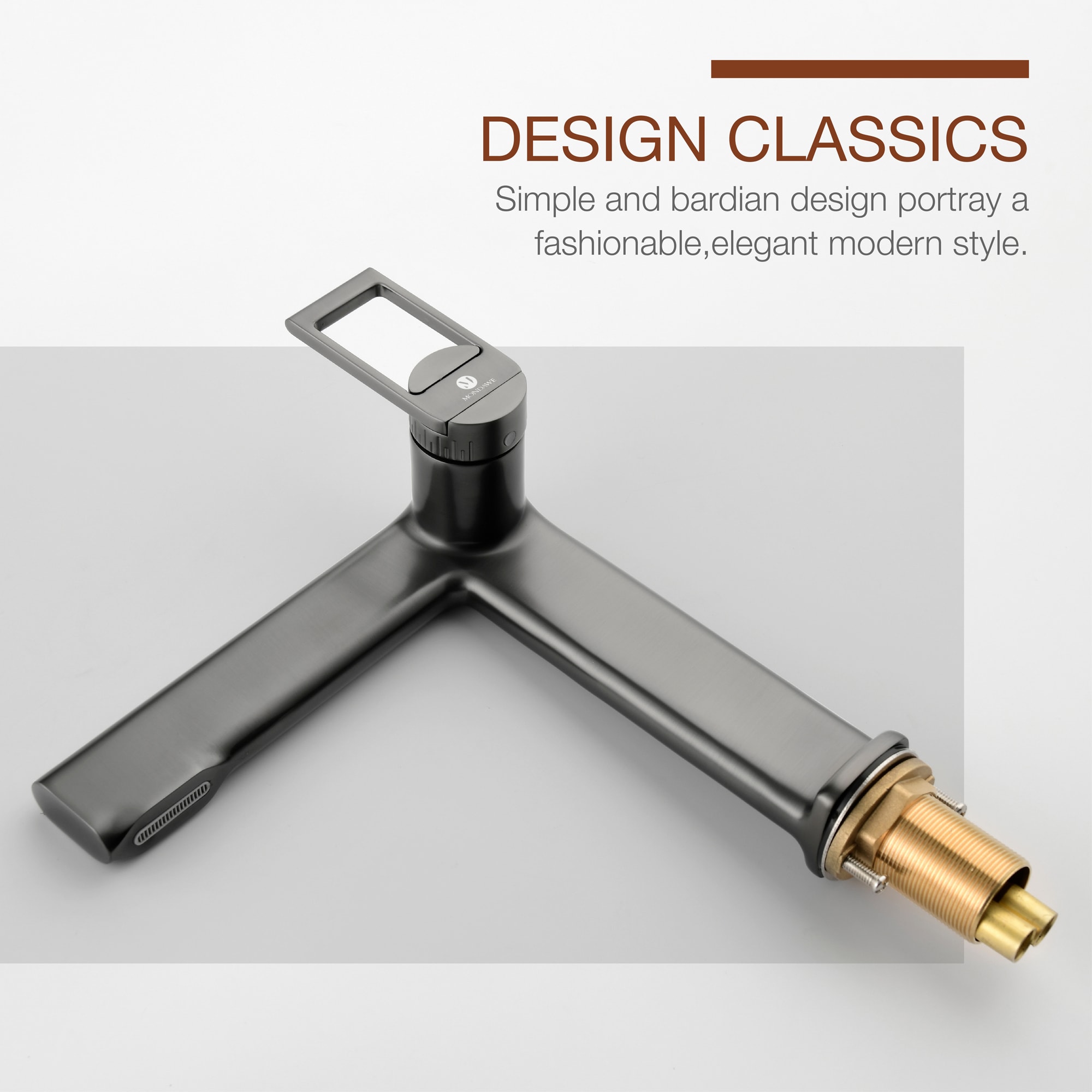 grey-Mondawe Modern Design Single Hole Bathroom Faucet(Black/Gray/Gold)-Mondawe