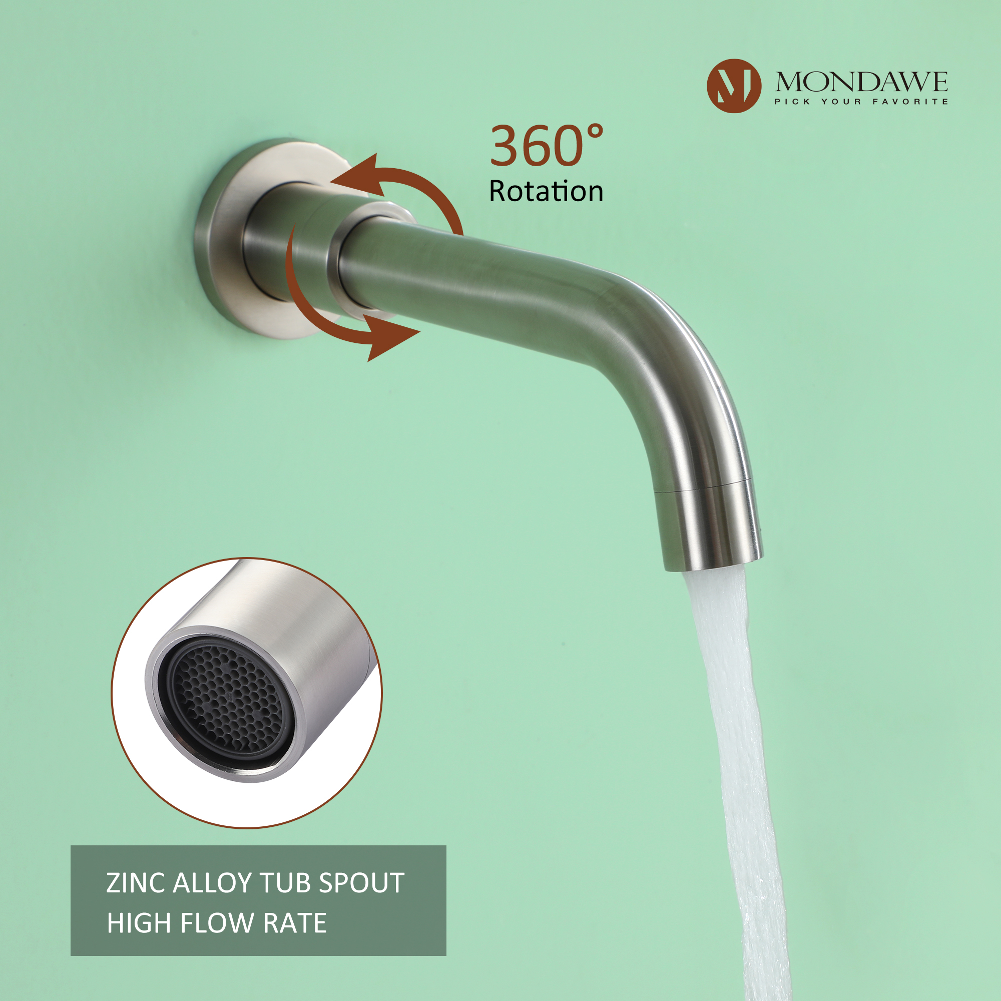 Mondawe Three function Pressure Balance Shower Set with 10 in Round Shower Head(5 color, Valve Included)-Mondawe