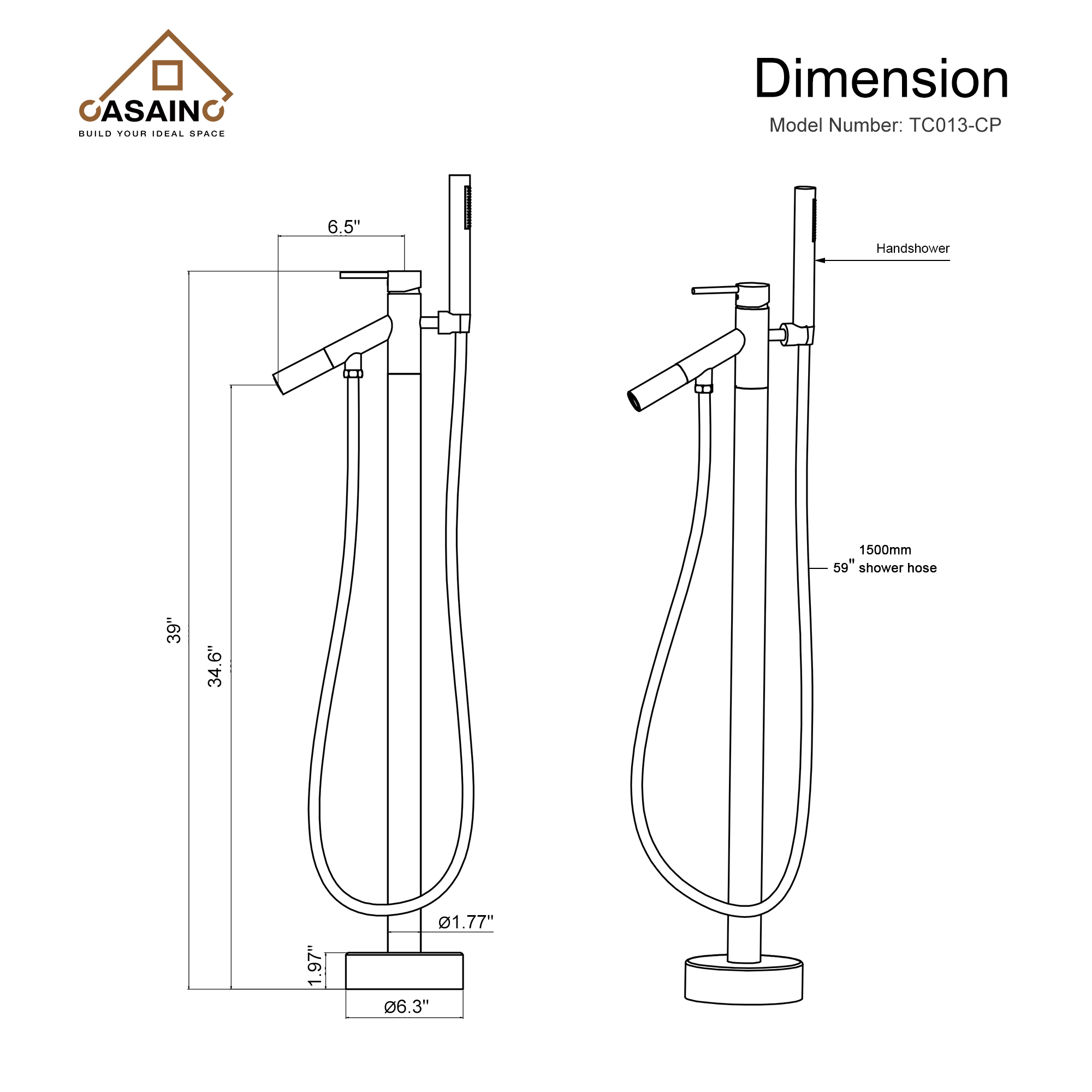 Single-Handle Floor Mount Freestanding Tub Faucet with Hand Shower in. Brushed Nickel/Matte Black/Chrome