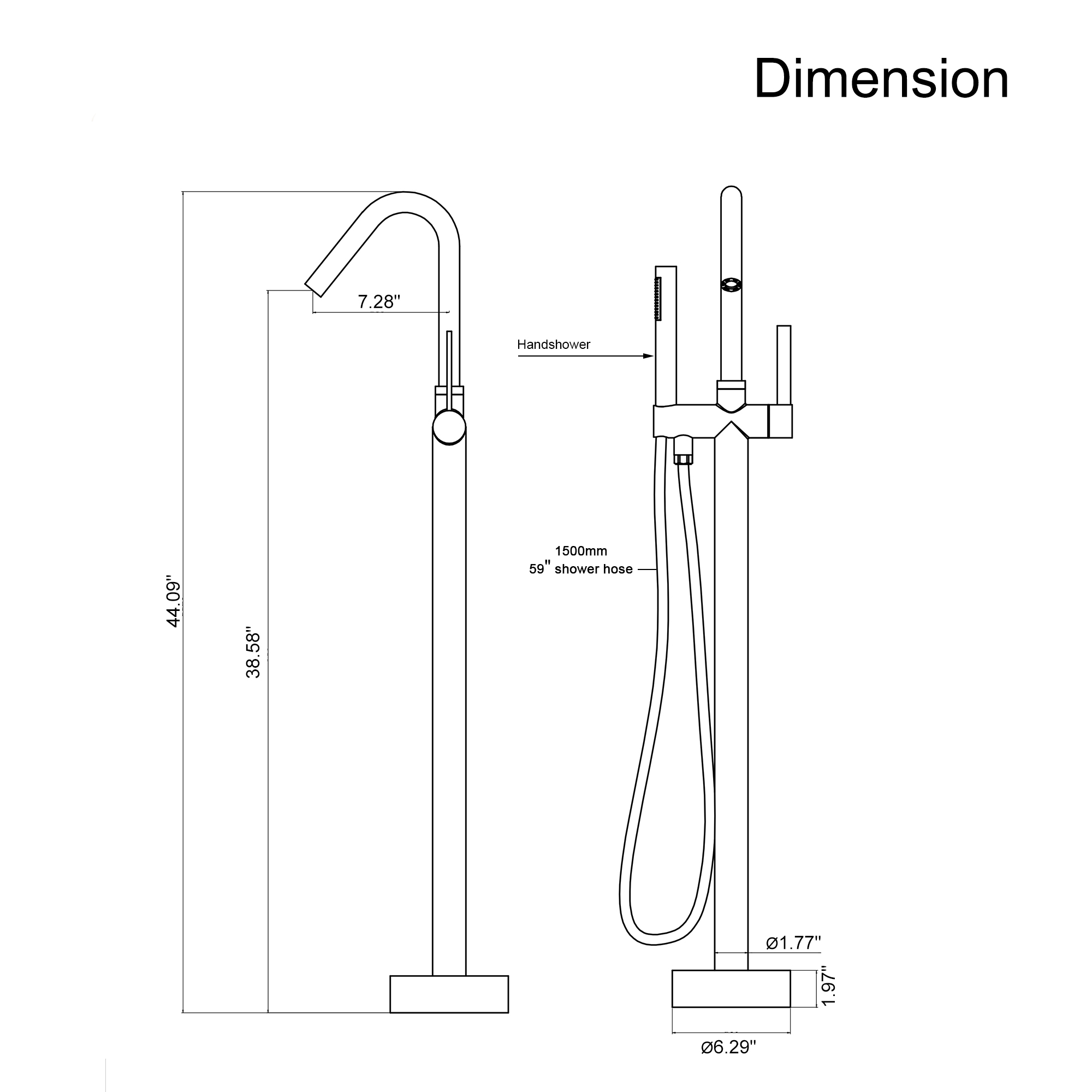 Freestanding Bathtub Faucet with Hand Shower, 360-Degree Swivel Spout, 2.7 GPM High Flow Rate Brushed Brass