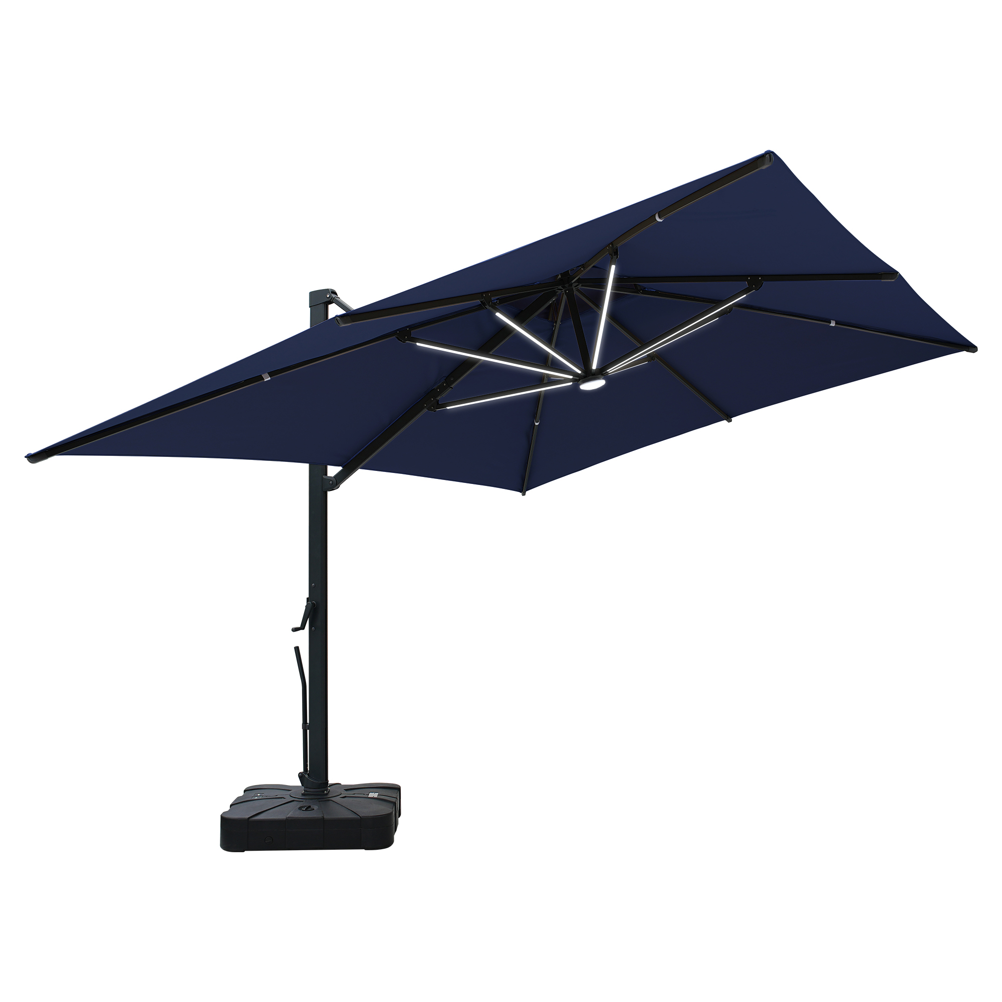 13-Ft Aluminum Patio Cantilever Umbrella with Base and Removable Lights