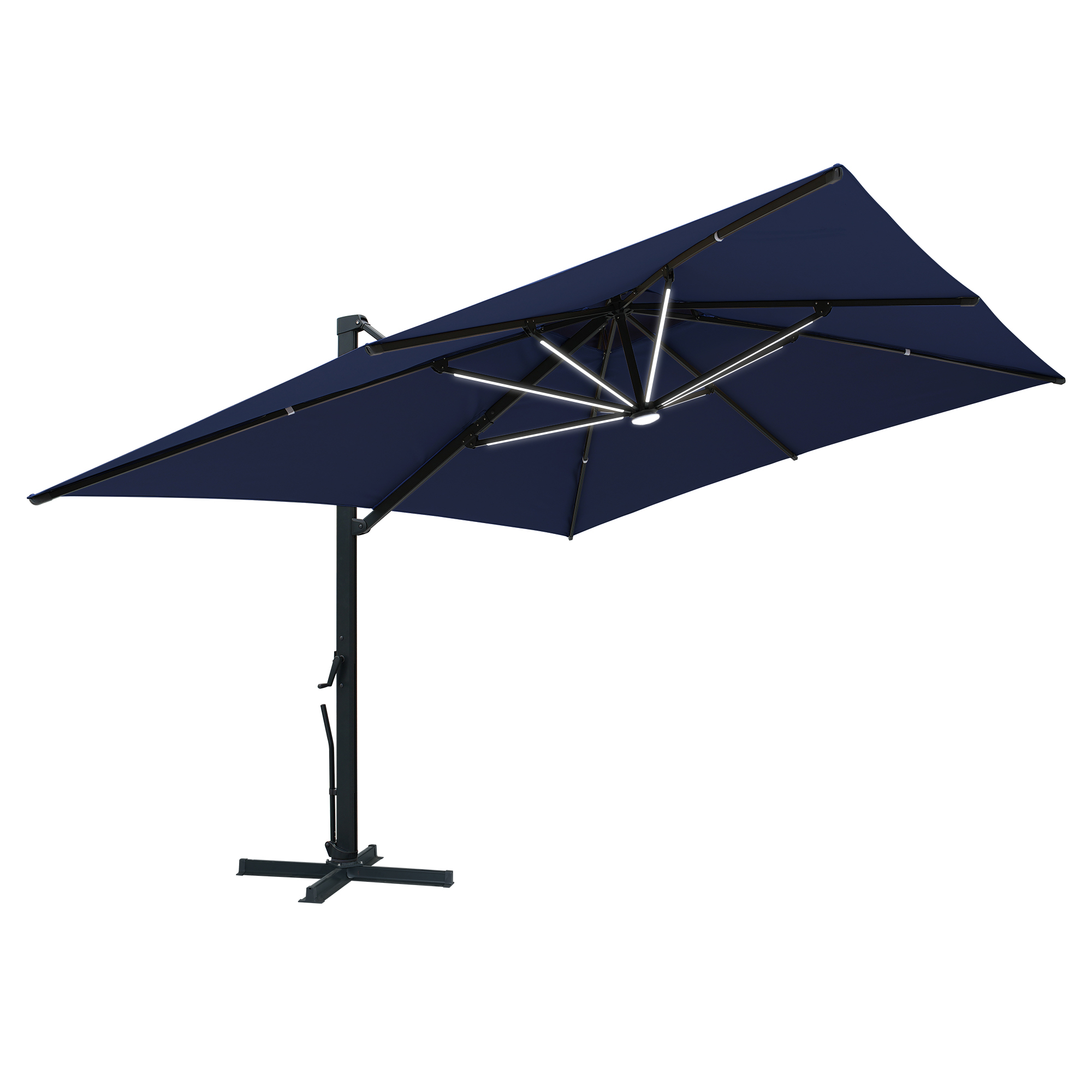 13-Ft Aluminum Patio Cantilever Umbrella with Removable Light Strips and Tilt Function