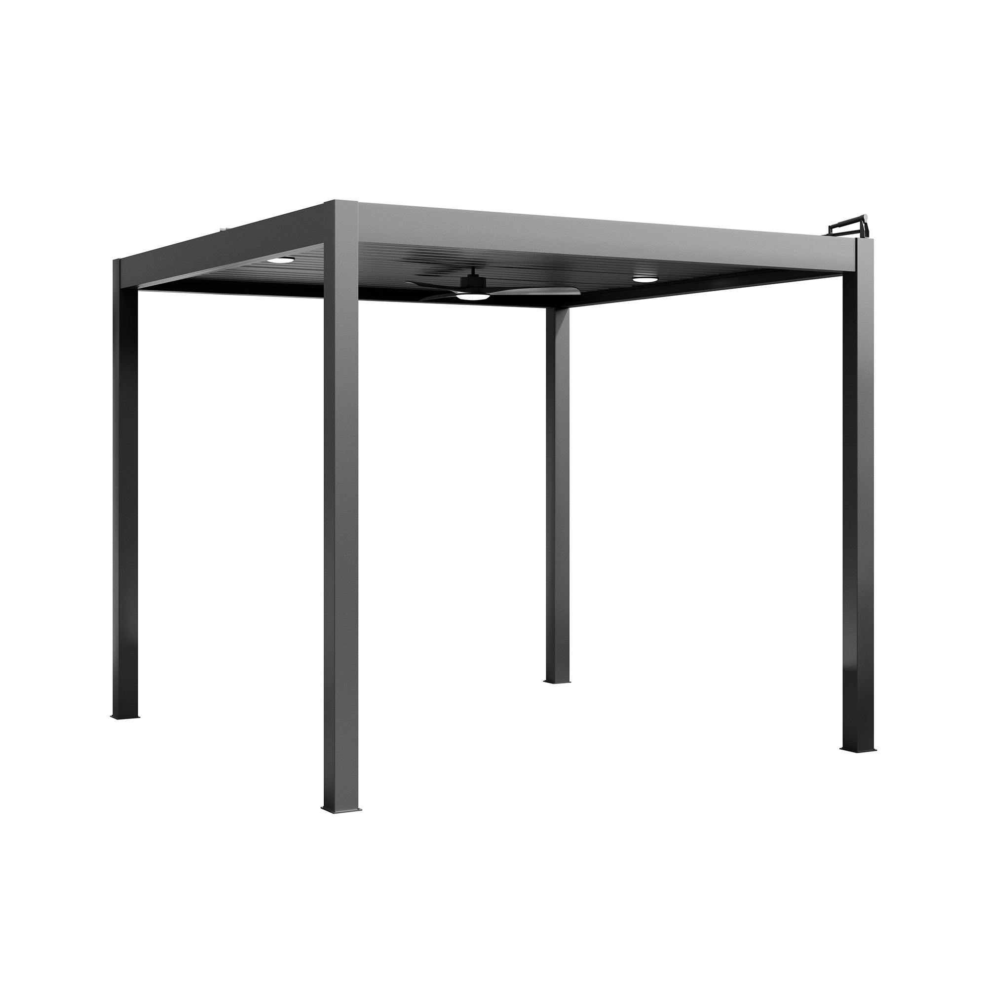 Aluminum Outdoor Pergola Gazebo with Adjustable Louvered Roof and Solar-Powered LED Lights – Modern Weather-Resistant Patio Shade Structure