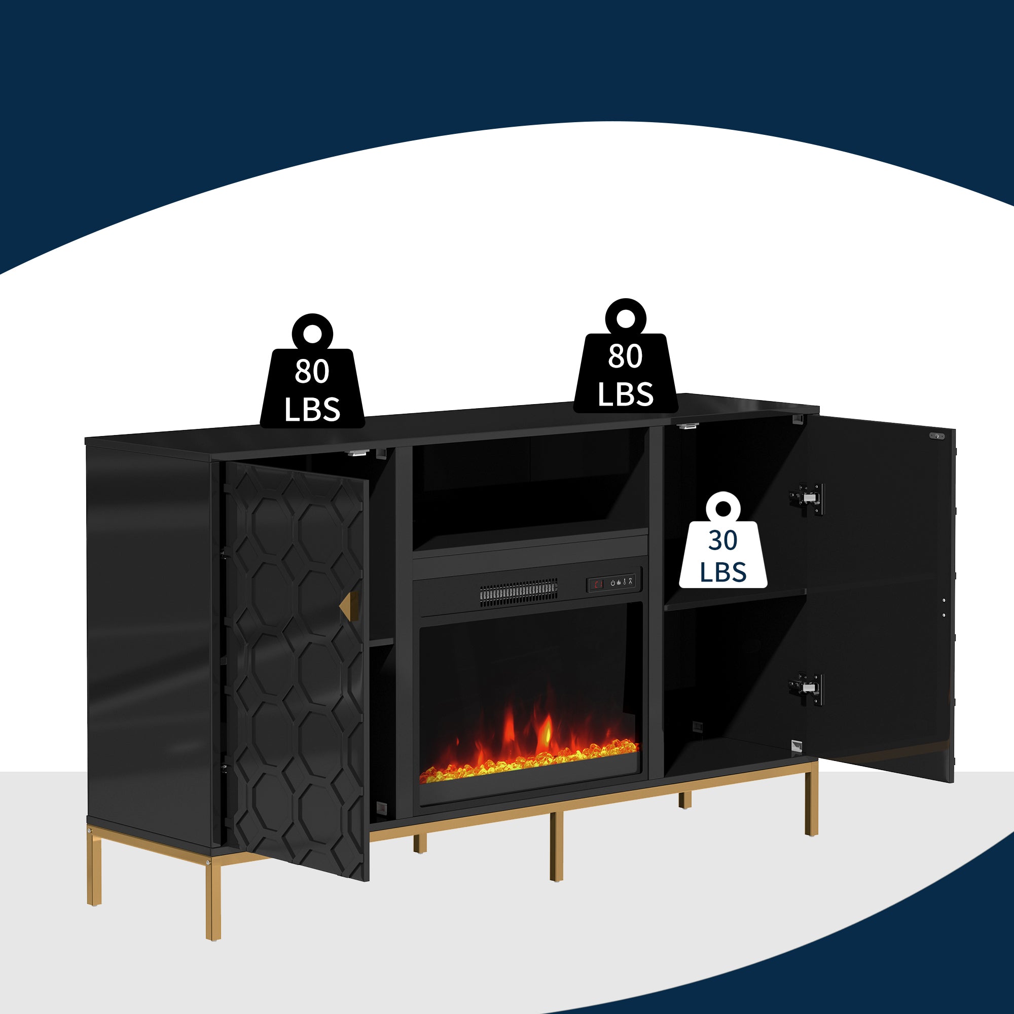 59.53'' TV Cabinet with Electric Fireplace