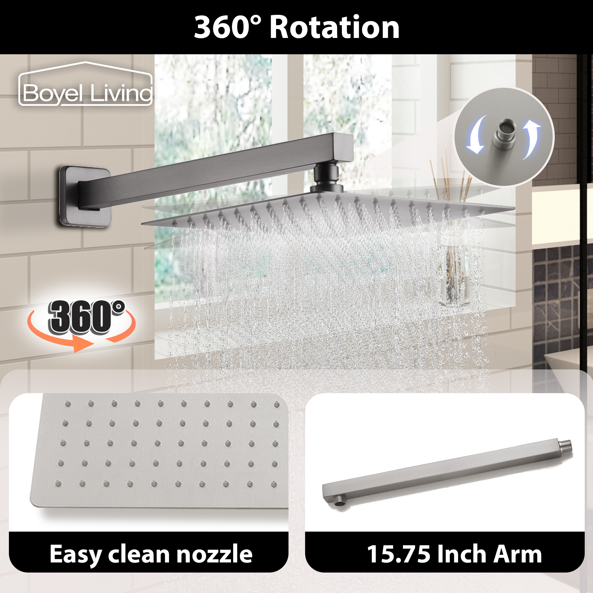 10" Wall Mounted 2 Function Dual Shower Head System with Handheld