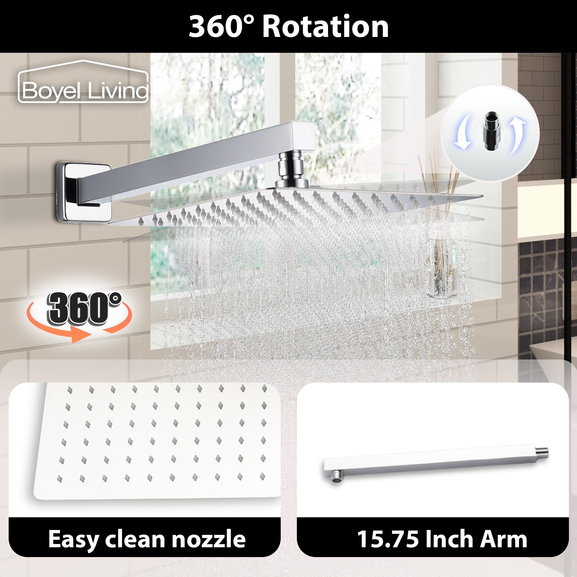 10" Wall Mounted 2 Function Dual Shower Head System with Handheld