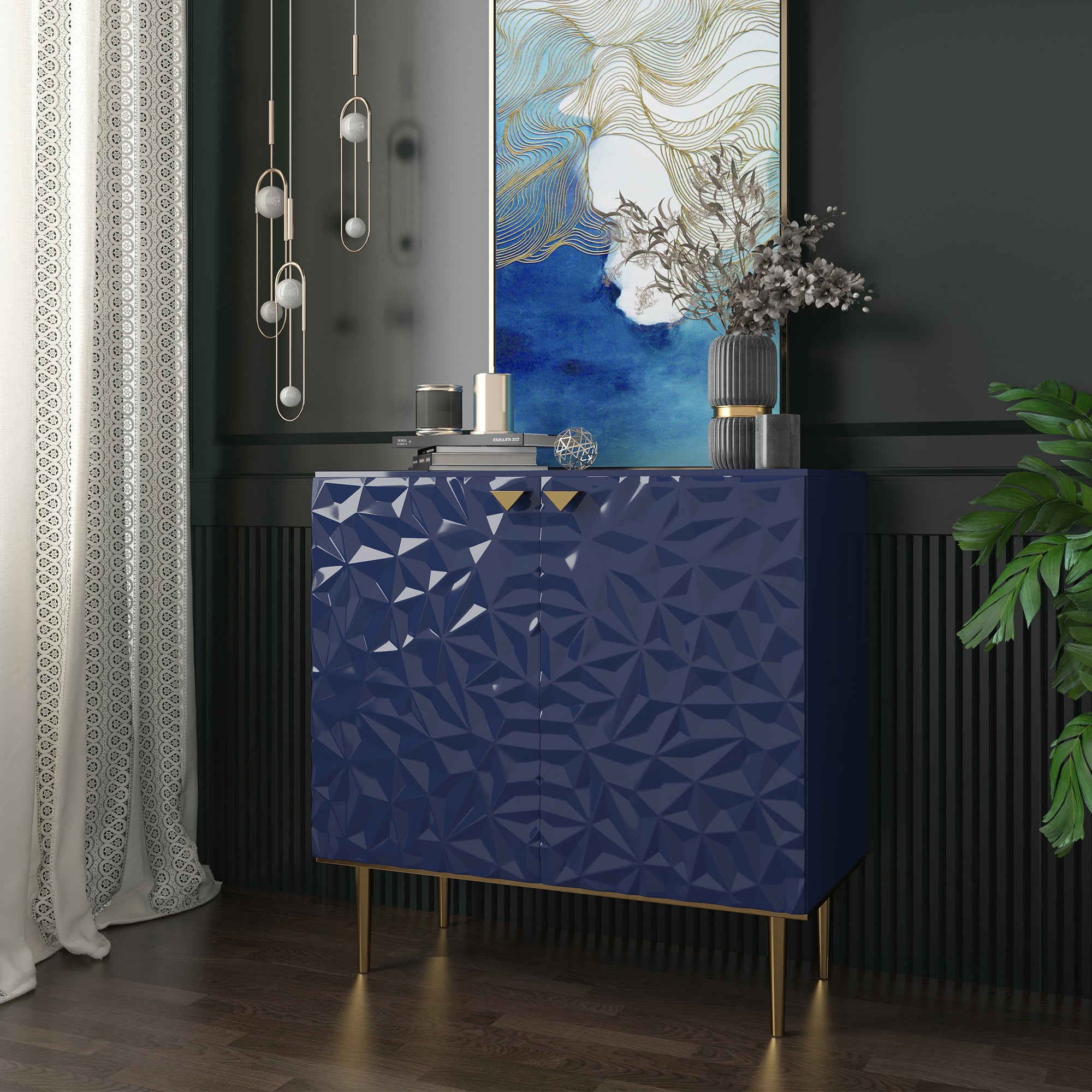 Boyel Living 2 Door Cabinet With Elegant Raised Diamond Pattern