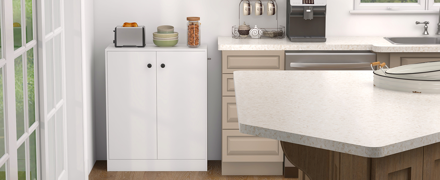 2-Door Modern Floor Storage Cabinet with 3-Tier Shelf
