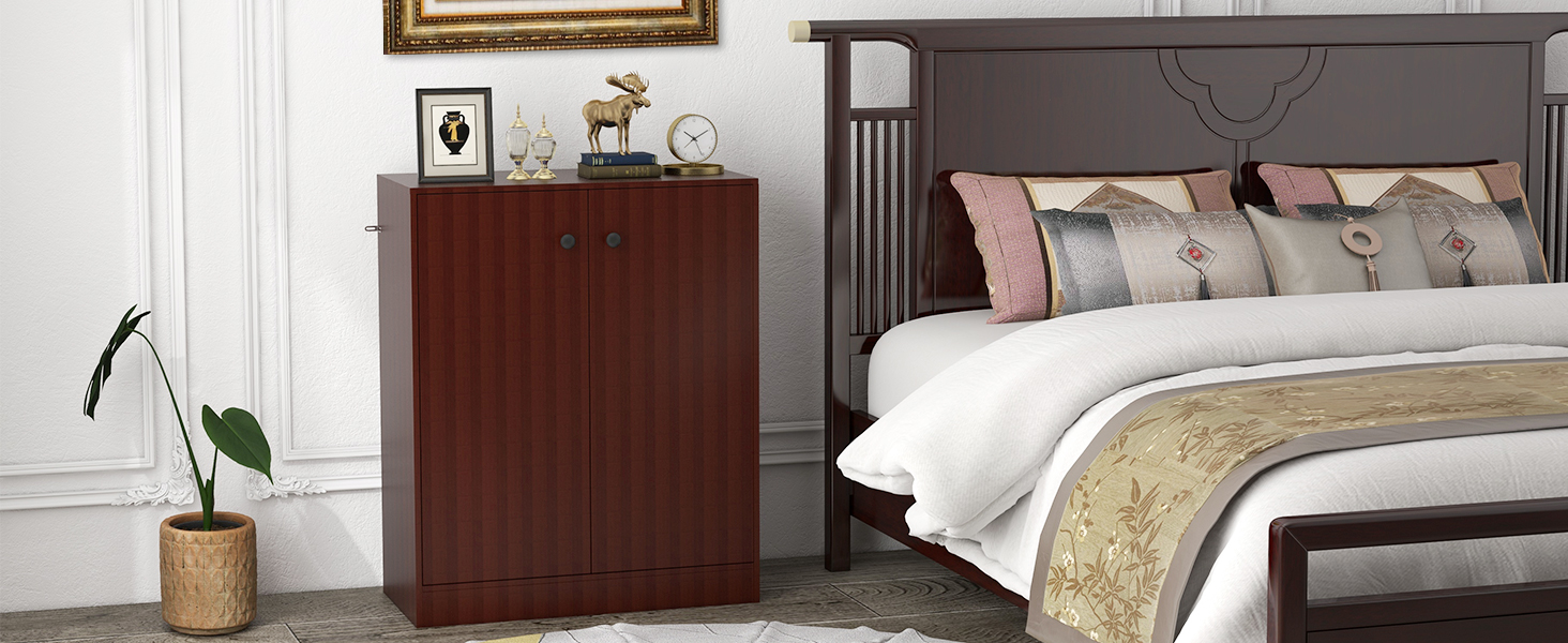 2-Door Modern Floor Storage Cabinet with 3-Tier Shelf