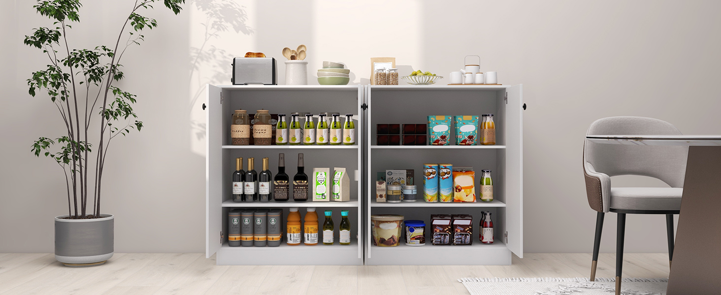 2-Door Modern Floor Storage Cabinet with 3-Tier Shelf