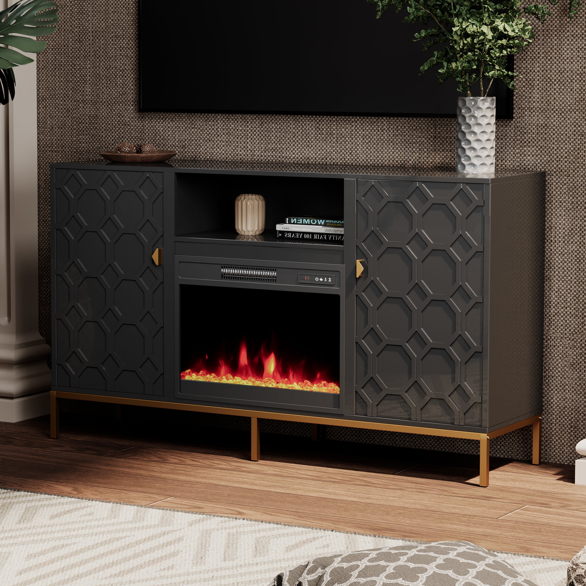 59.53'' TV Cabinet with Electric Fireplace