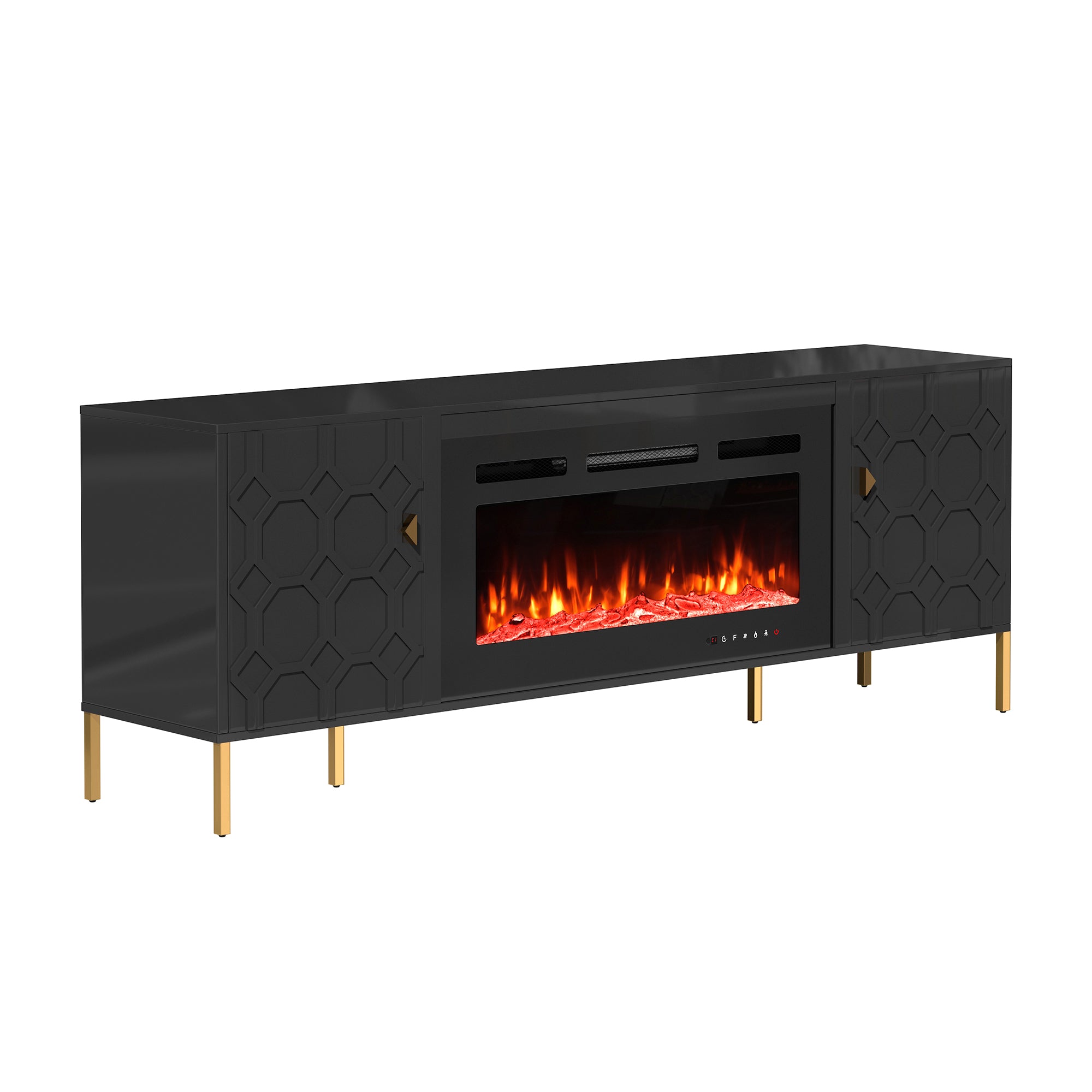 70.08'' Wide Storage Cabinet with Electric Fireplace