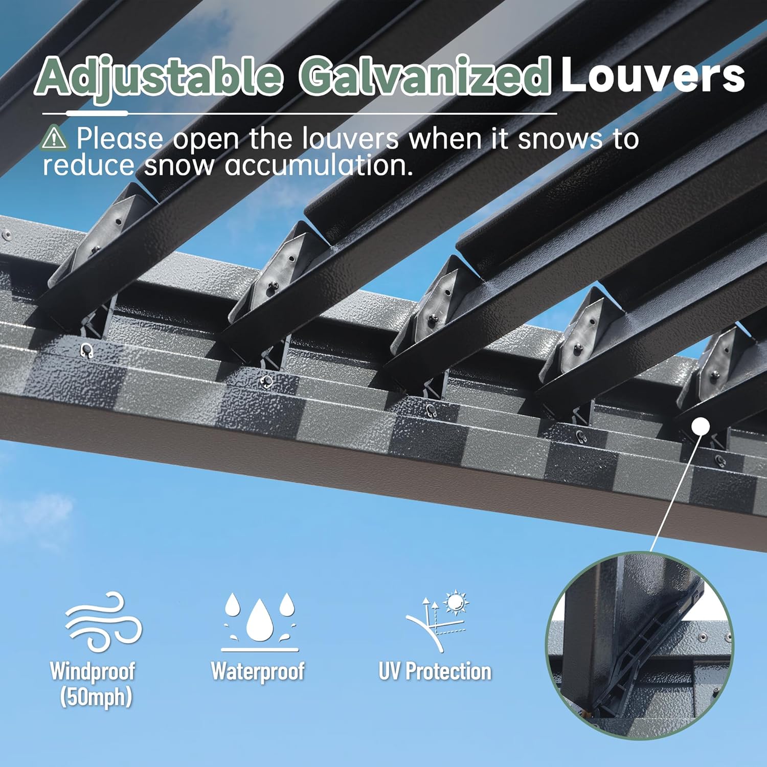 Louvered Pergola 10X13FT, Aluminum Pergola with Adjustable Roof, Aluminum Frame, Efficient Drainage System, Outdoor Pergola for Patio, Deck, Garden