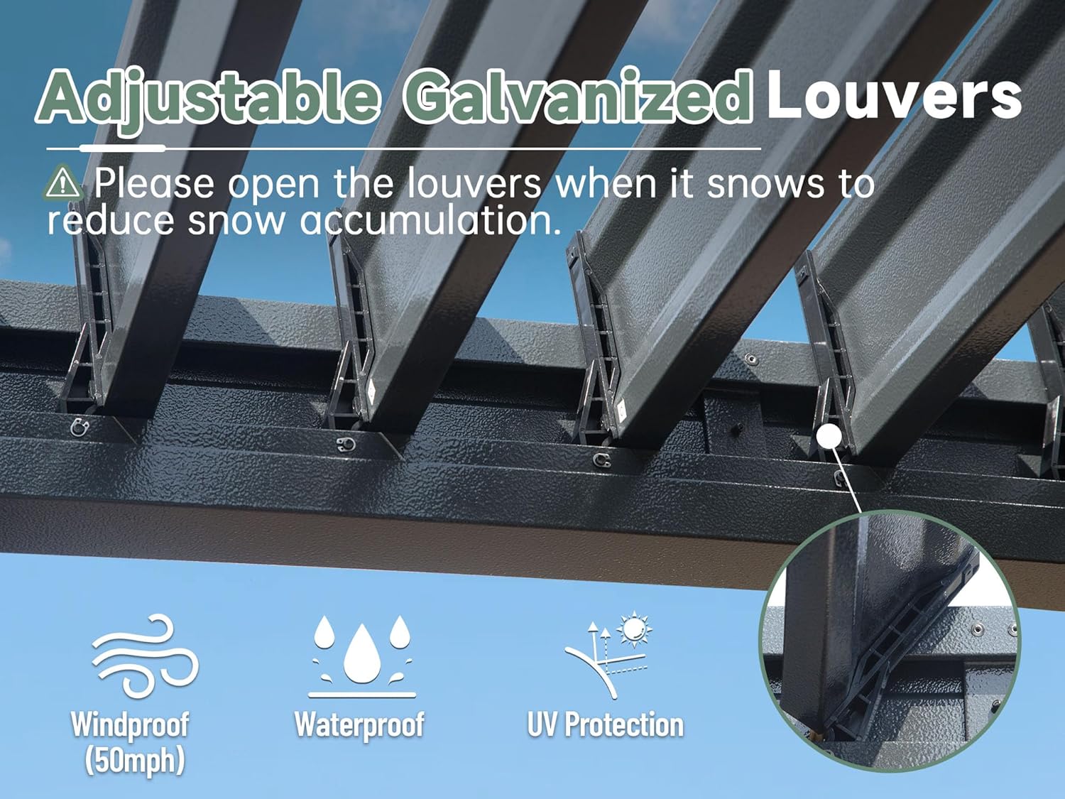 Louvered Pergola 10X20FT, Wood Grain Aluminum Pergola with Adjustable Roof, Wood Looking Aluminum Frame, Efficient Drainage System, Outdoor Pergola for Patio, Deck, Garden