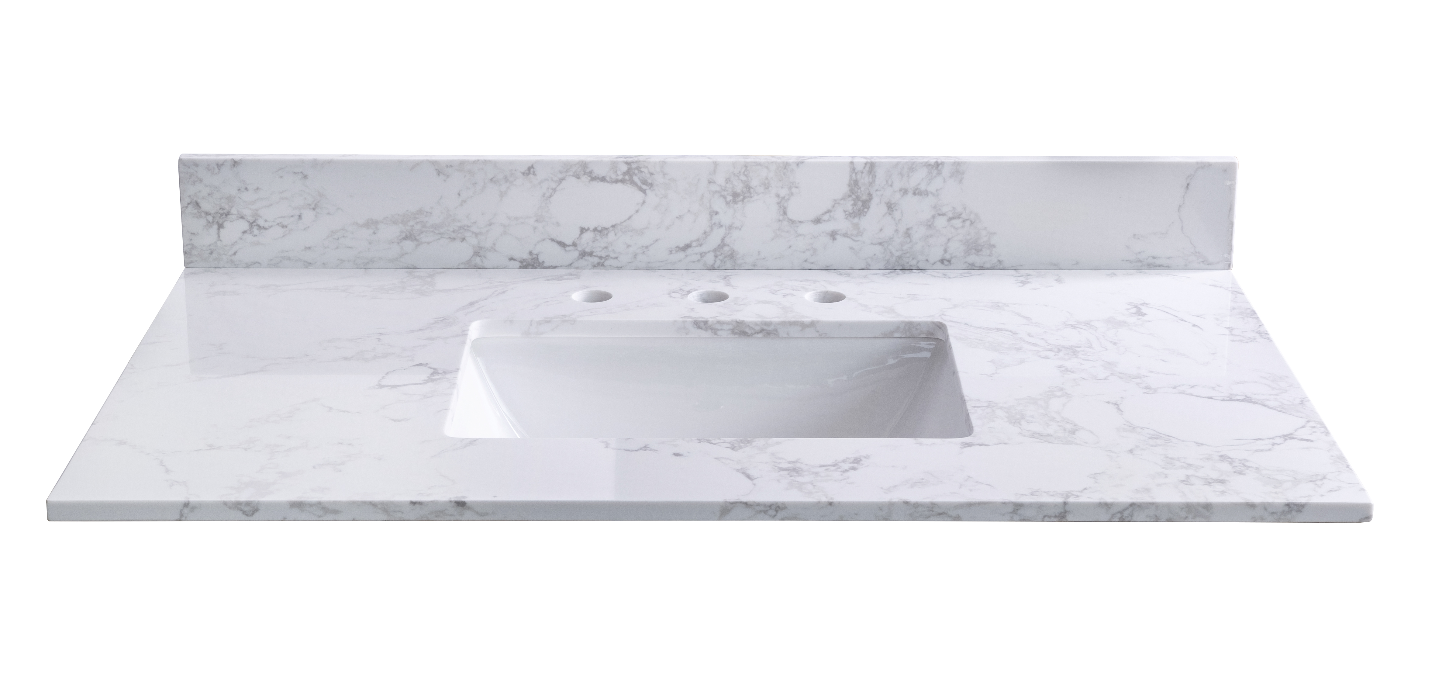 Montary carrara white engineered stone vanity top side backsplash 