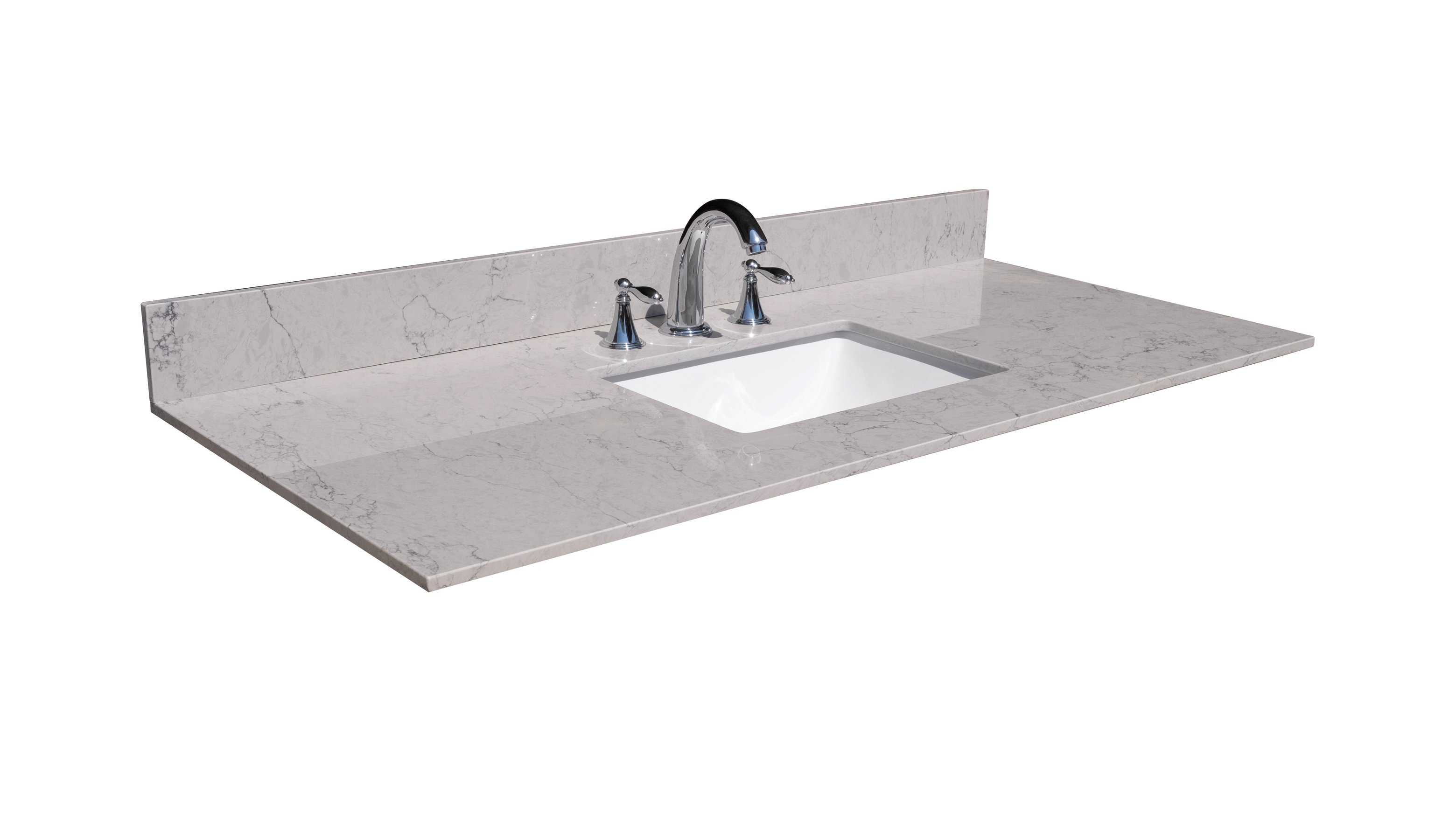 Boyel living carrara gray engineered stone vanity top side backsplash 
