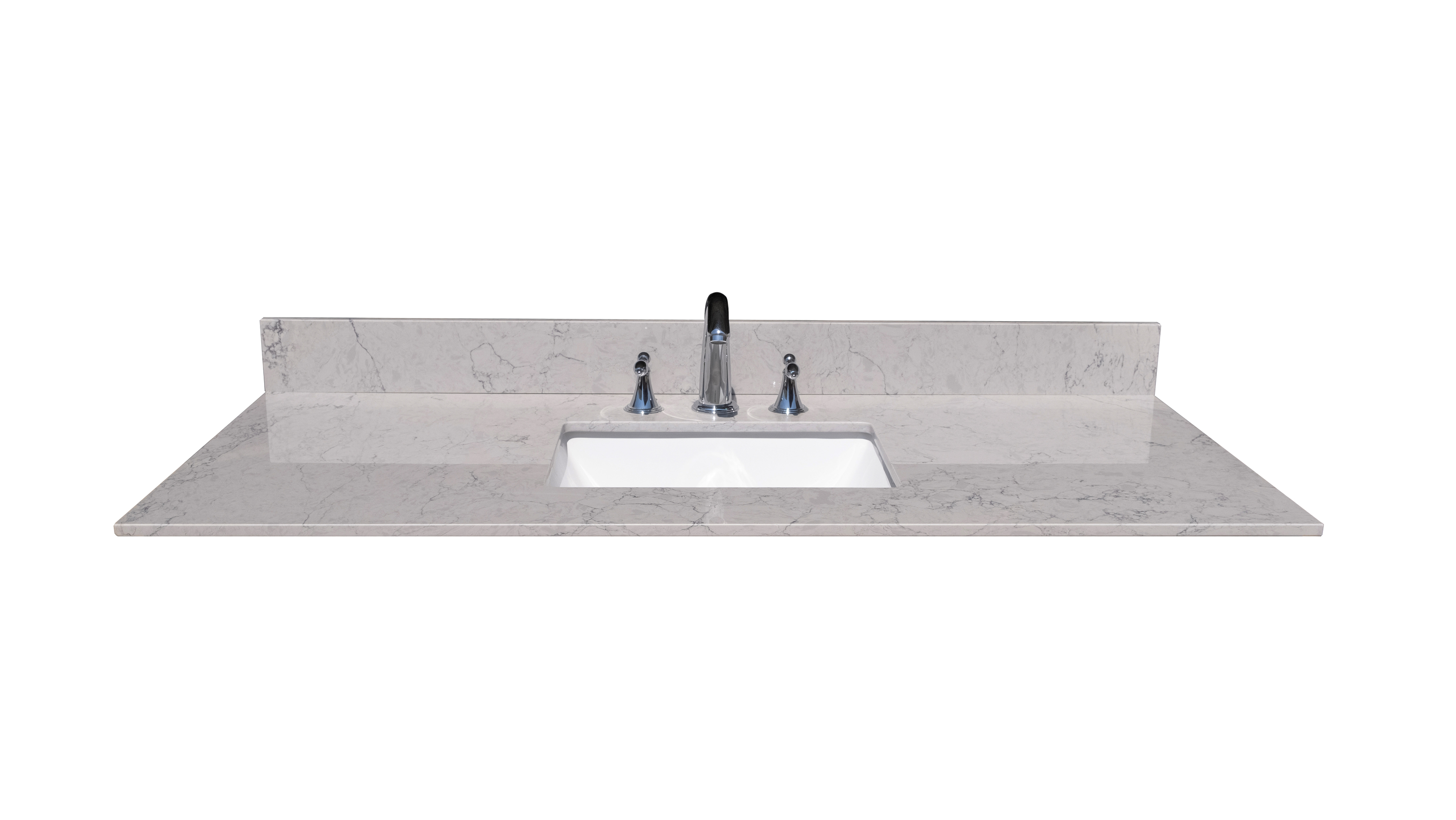 Boyel living carrara gray engineered stone vanity top side backsplash 