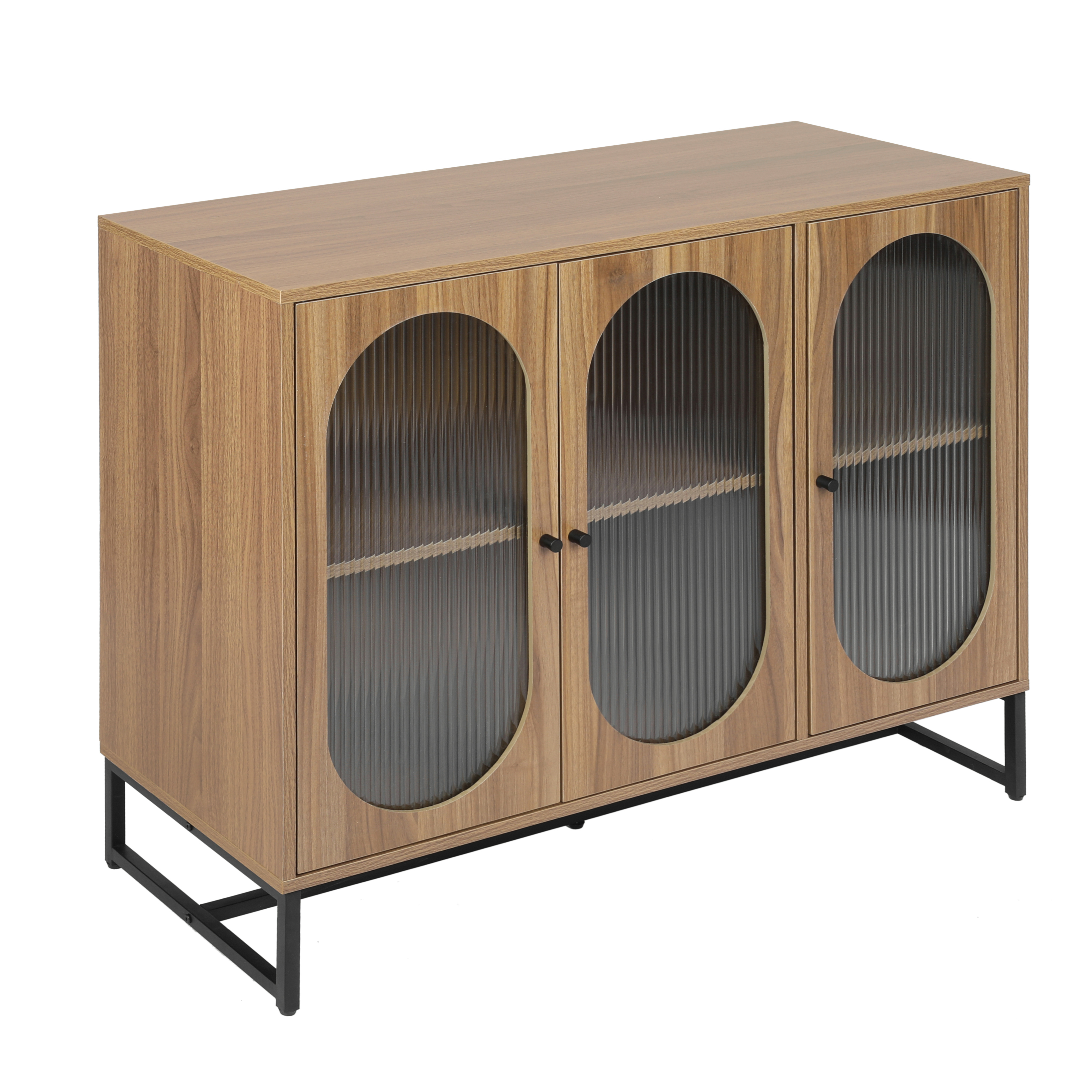 Storage Cabinet with Glass Door, Sideboard Buffet Cabinet for Kitchen,Dining Room, Walnutcolor 