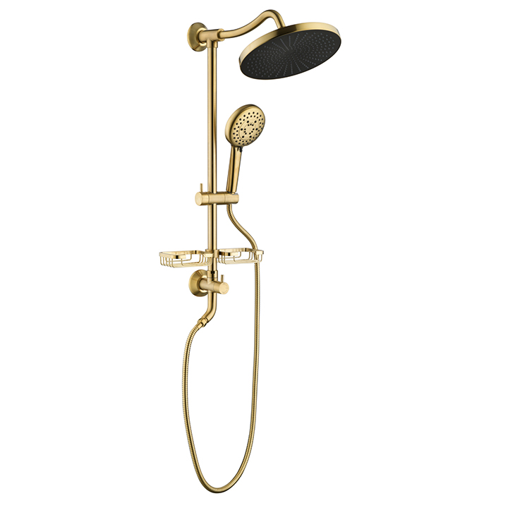 ShowerSpas Shower System, with 10" Rain Showerhead, 4-Function Hand Shower, Adjustable Slide Bar and Soap Dish, Matte Black Finish