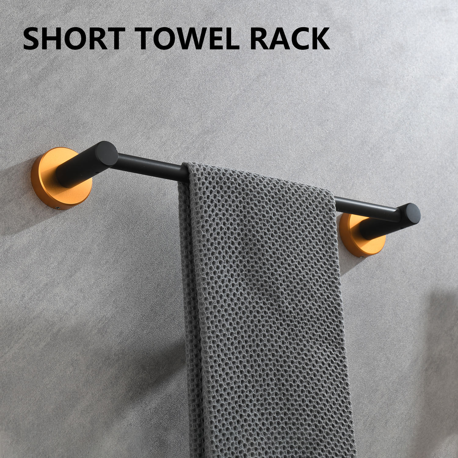 6 Piece Bathroom Towel Rack Set Wall Mount – Matt Black & Matt Gold & Orange
