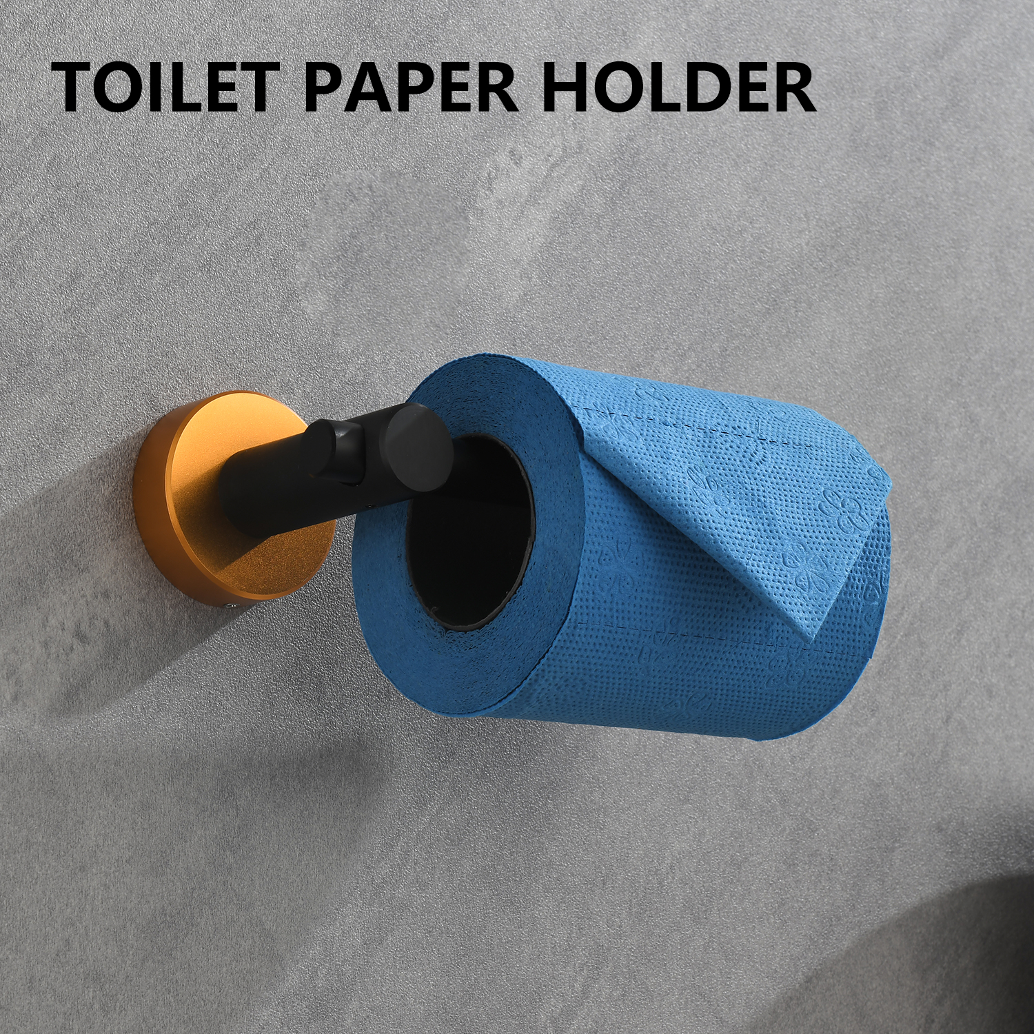 6 Piece Bathroom Towel Rack Set Wall Mount – Matt Black & Matt Gold & Orange