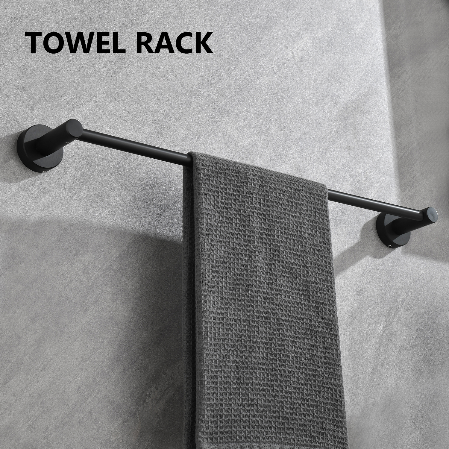 6 Piece Bathroom Towel Rack Set Wall Mount – Matt Black & Matt Gold & Orange