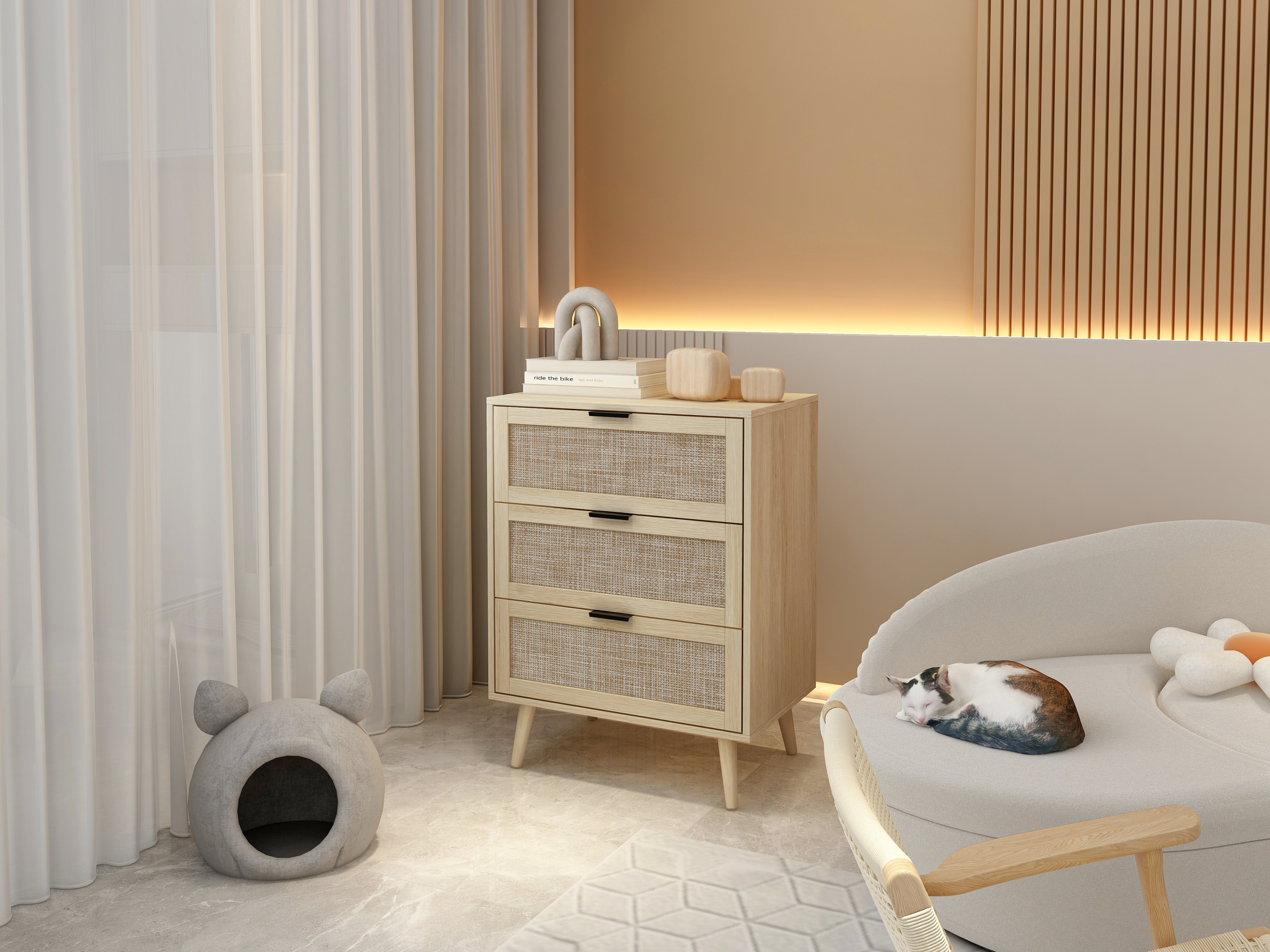 3 Drawer Cabinet, Suitable for bedroom, living room, study 