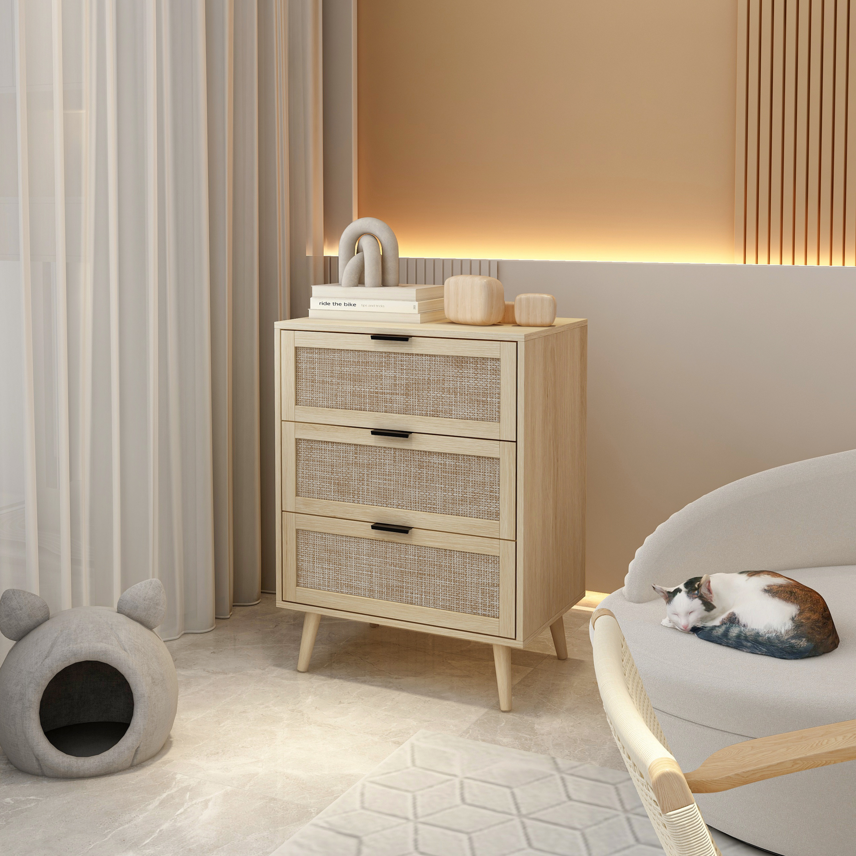 3 Drawer Cabinet, Suitable for bedroom, living room, study 