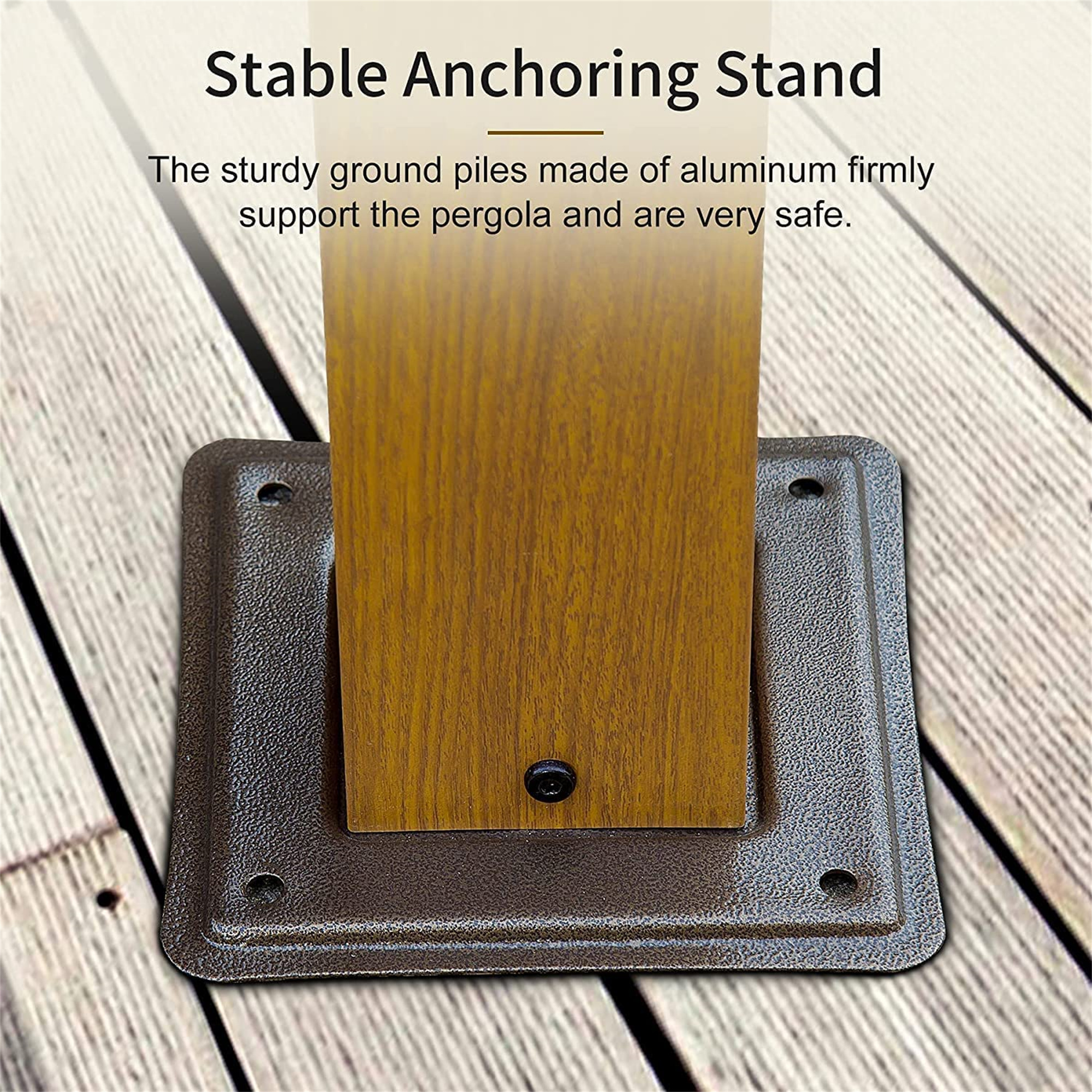 10' x13' Outdoor Pergola Aluminum Wood Looking Frame Retractable Canopy Heavy Duty Grape Trellis Sunshade Cover