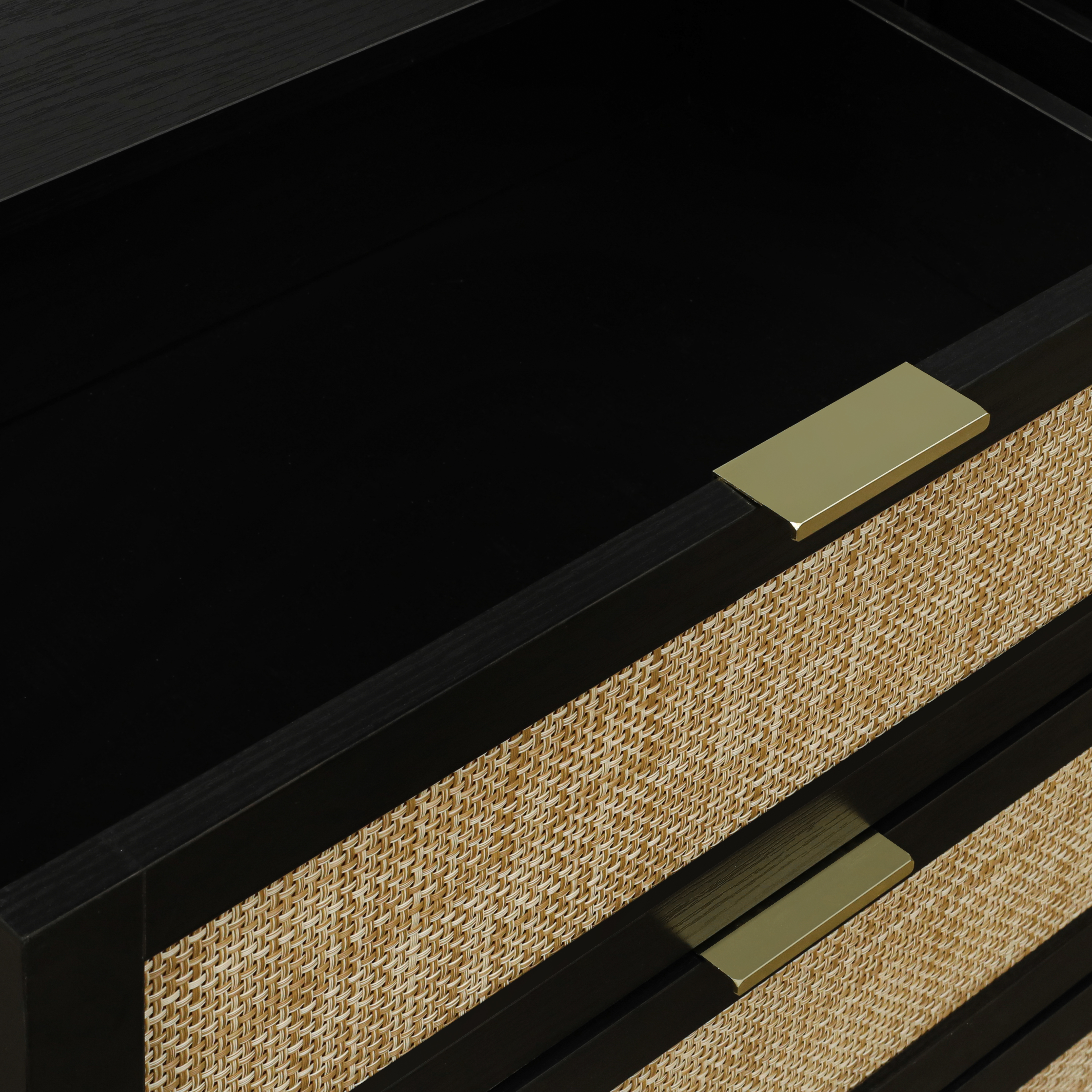 Modern 6 Drawer Dresser Wood Cabinet (Black) 