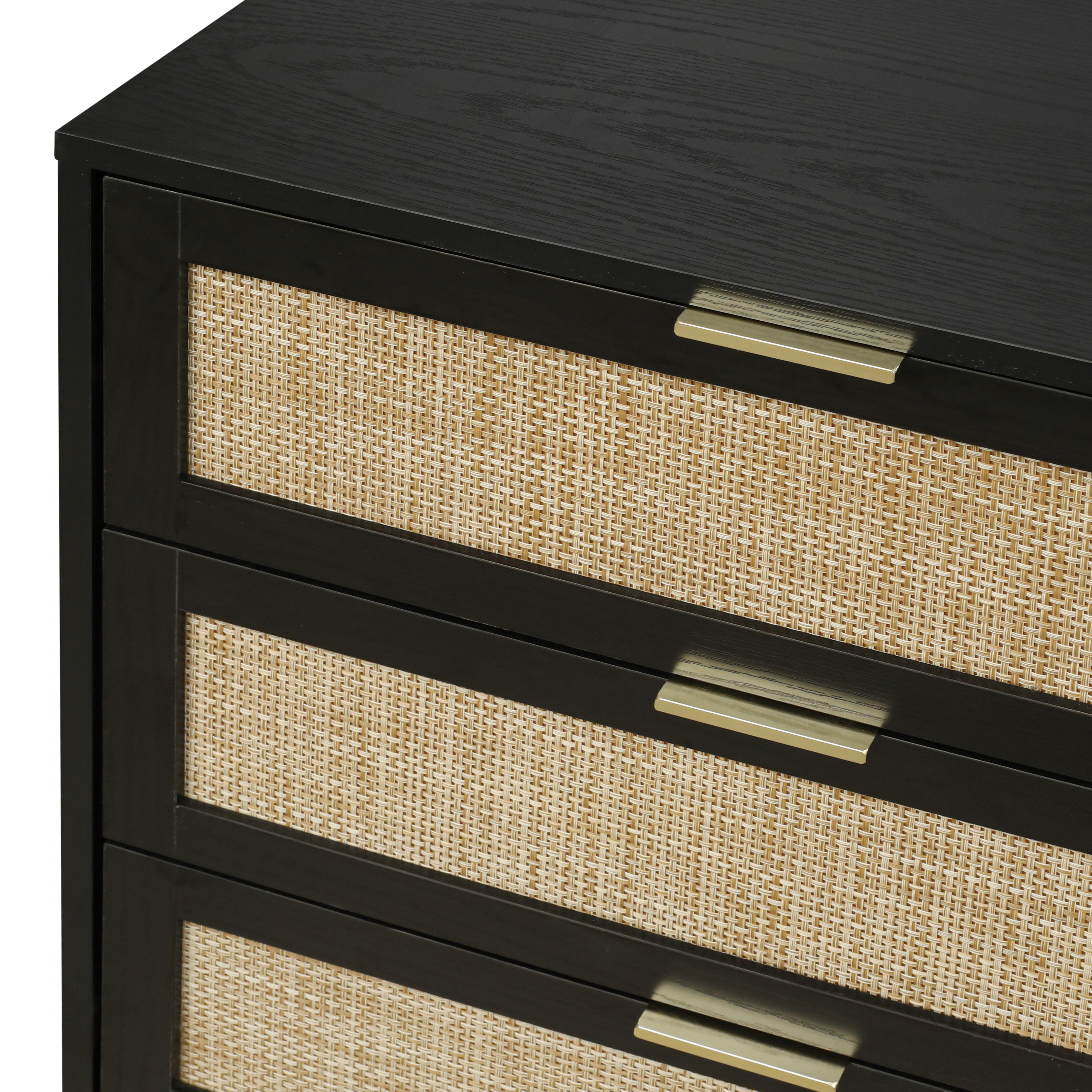 Modern 6 Drawer Dresser Wood Cabinet (Black) 