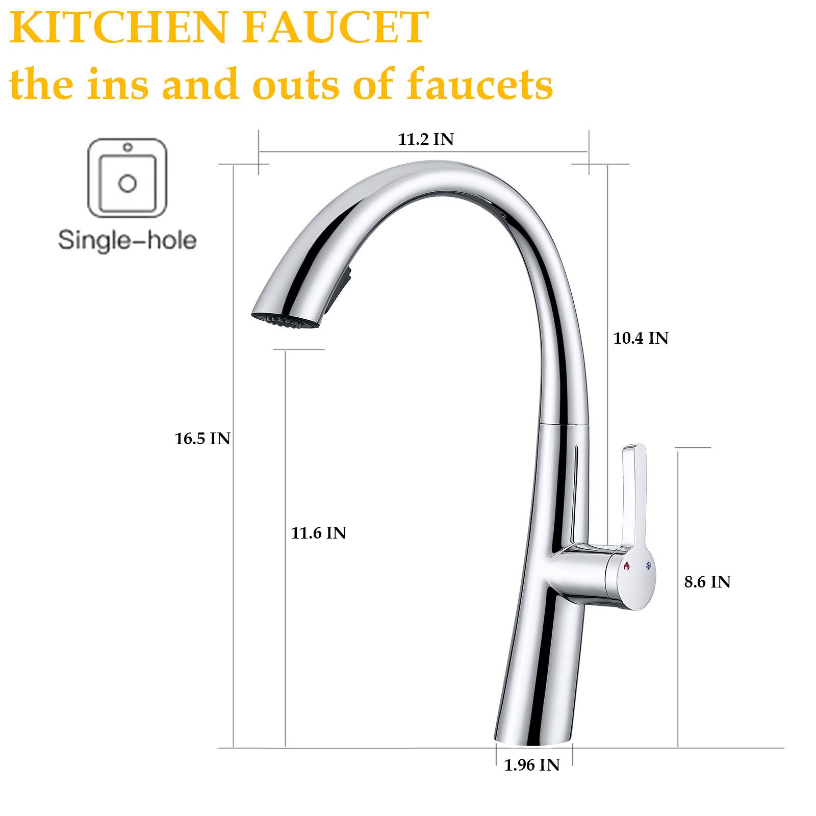  Boyel Living Single Handle Pull Out Sprayer Kitchen Faucet 1.5 GPM in Matte Black