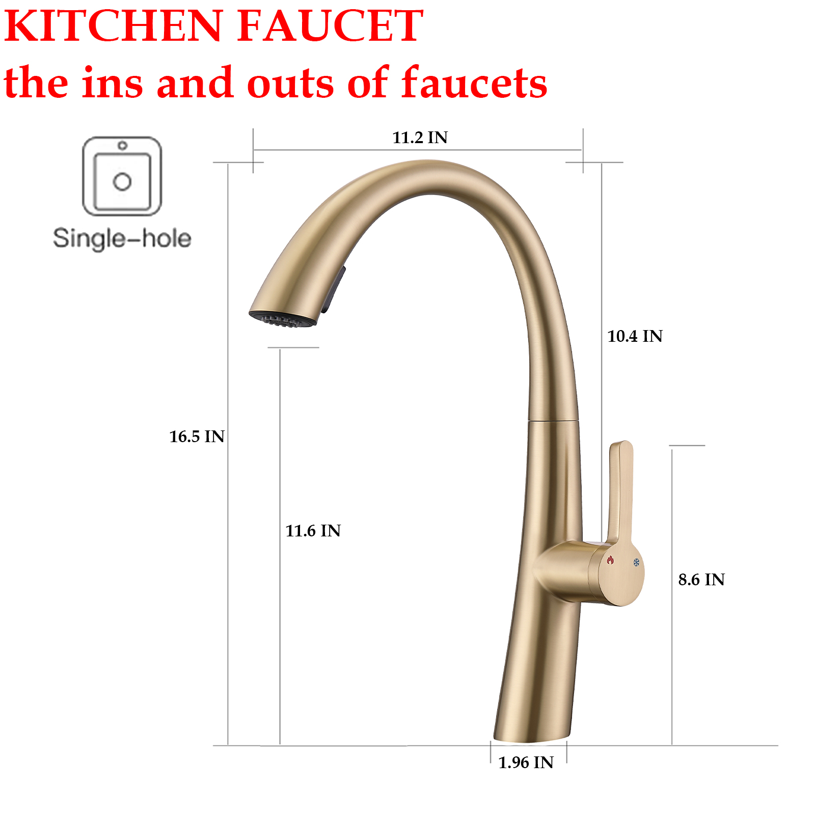  Boyel Living Single Handle Pull Out Sprayer Kitchen Faucet 1.5 GPM in Matte Black