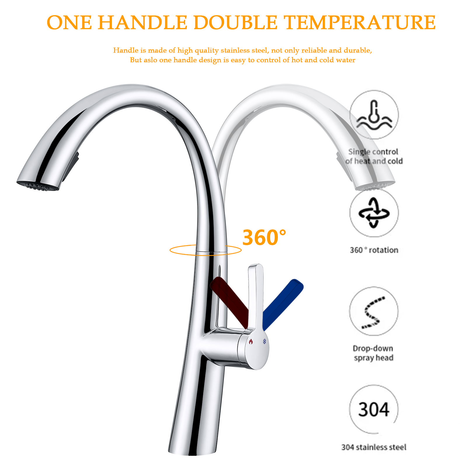  Boyel Living Single Handle Pull Out Sprayer Kitchen Faucet 1.5 GPM in Matte Black