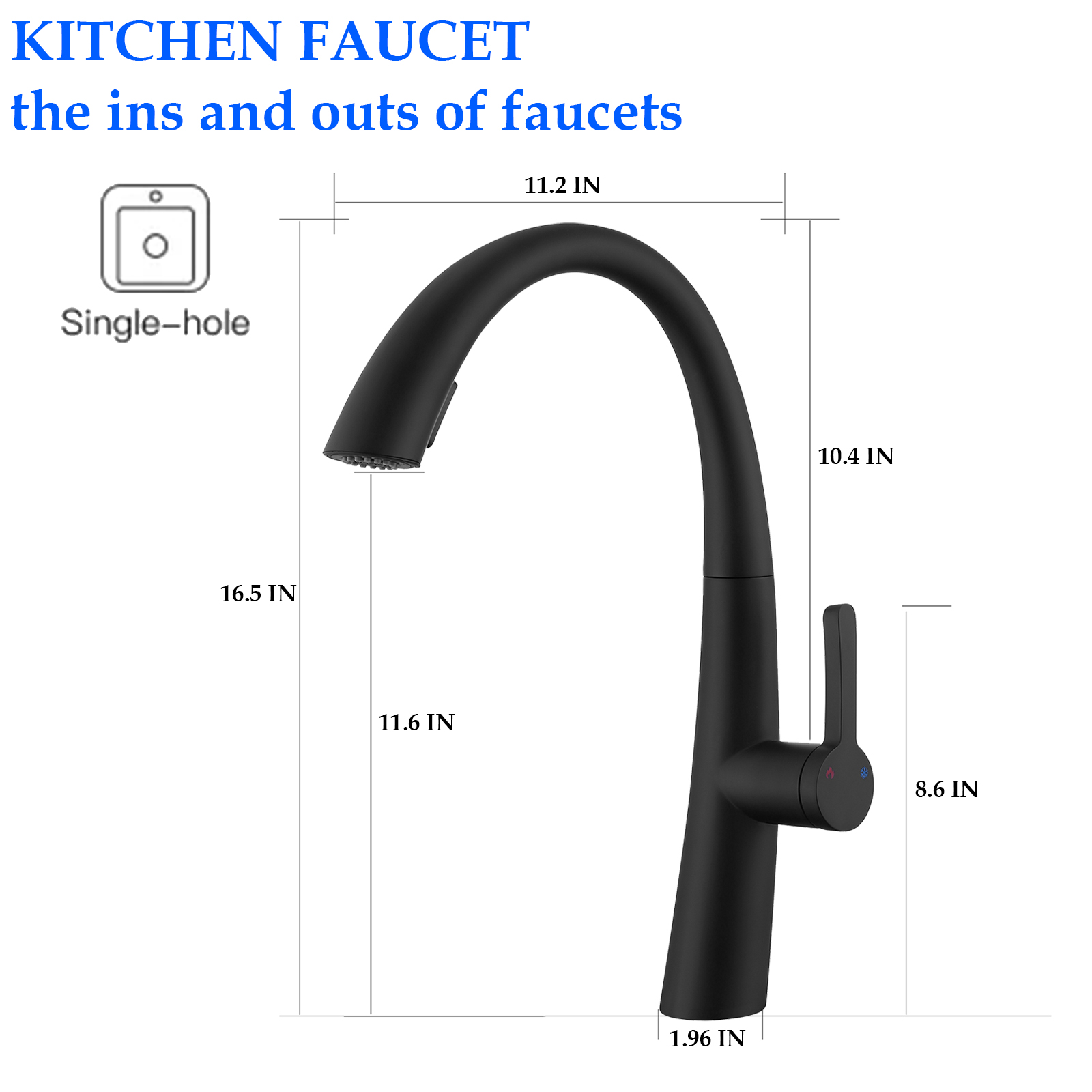 Boyel Living Single Handle Pull Out Sprayer Kitchen Faucet 1.5 GPM in Matte Black